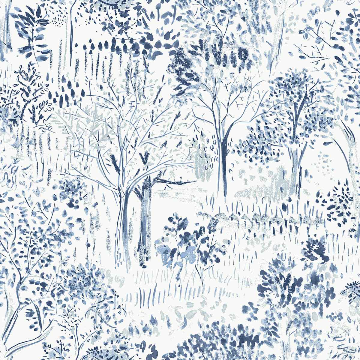 Walden Navy Forest Wallpaper - York Wallcoverings - 3124-13893