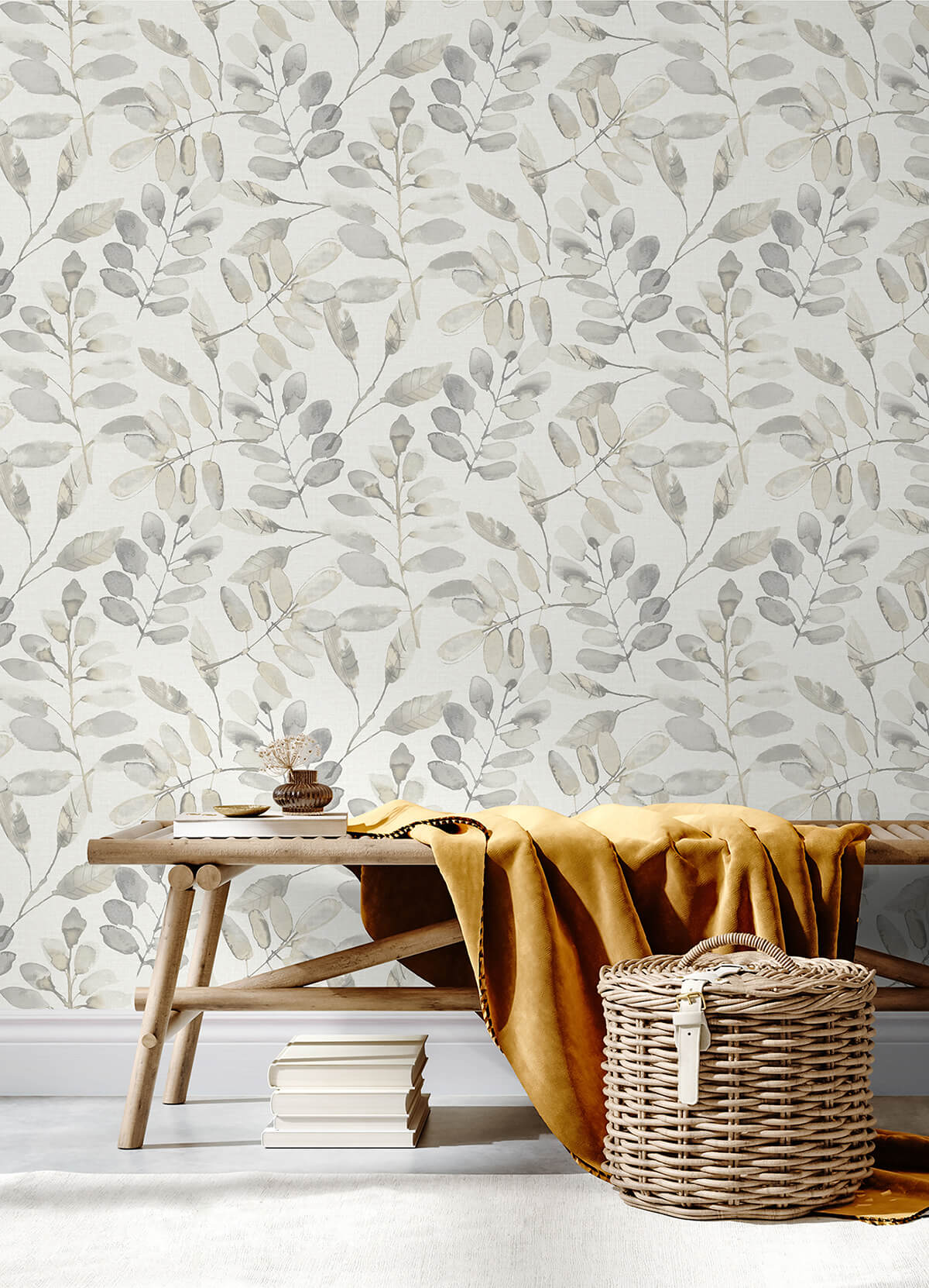 pinnate-taupe-leaves-wallpaper-york-wallcoverings-3124-13907 - York Wallcoverings Wallpaper