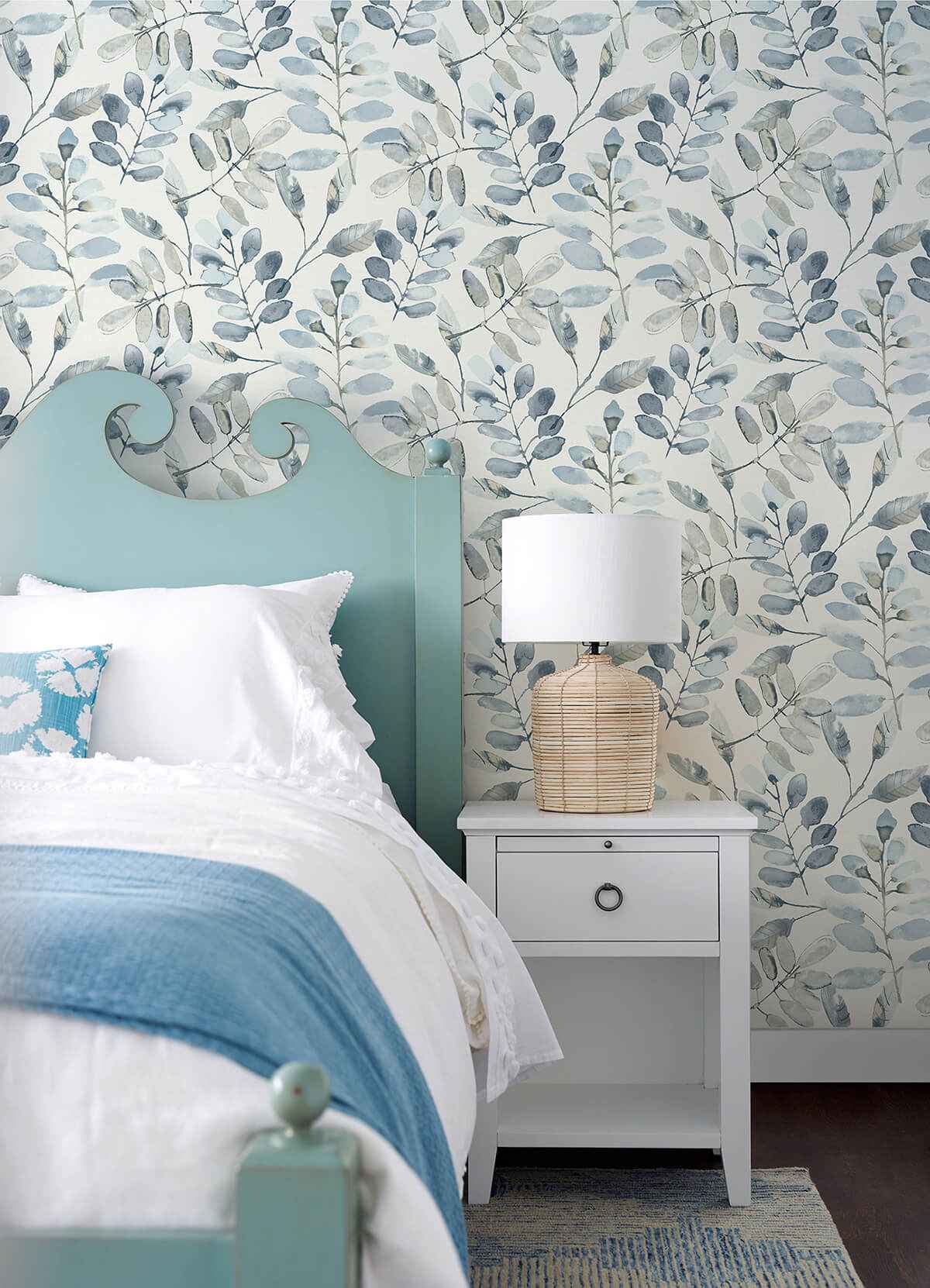 Pinnate Blue Leaves Wallpaper - York Wallcoverings - 3124-13908 - York Wallcoverings Wallpaper