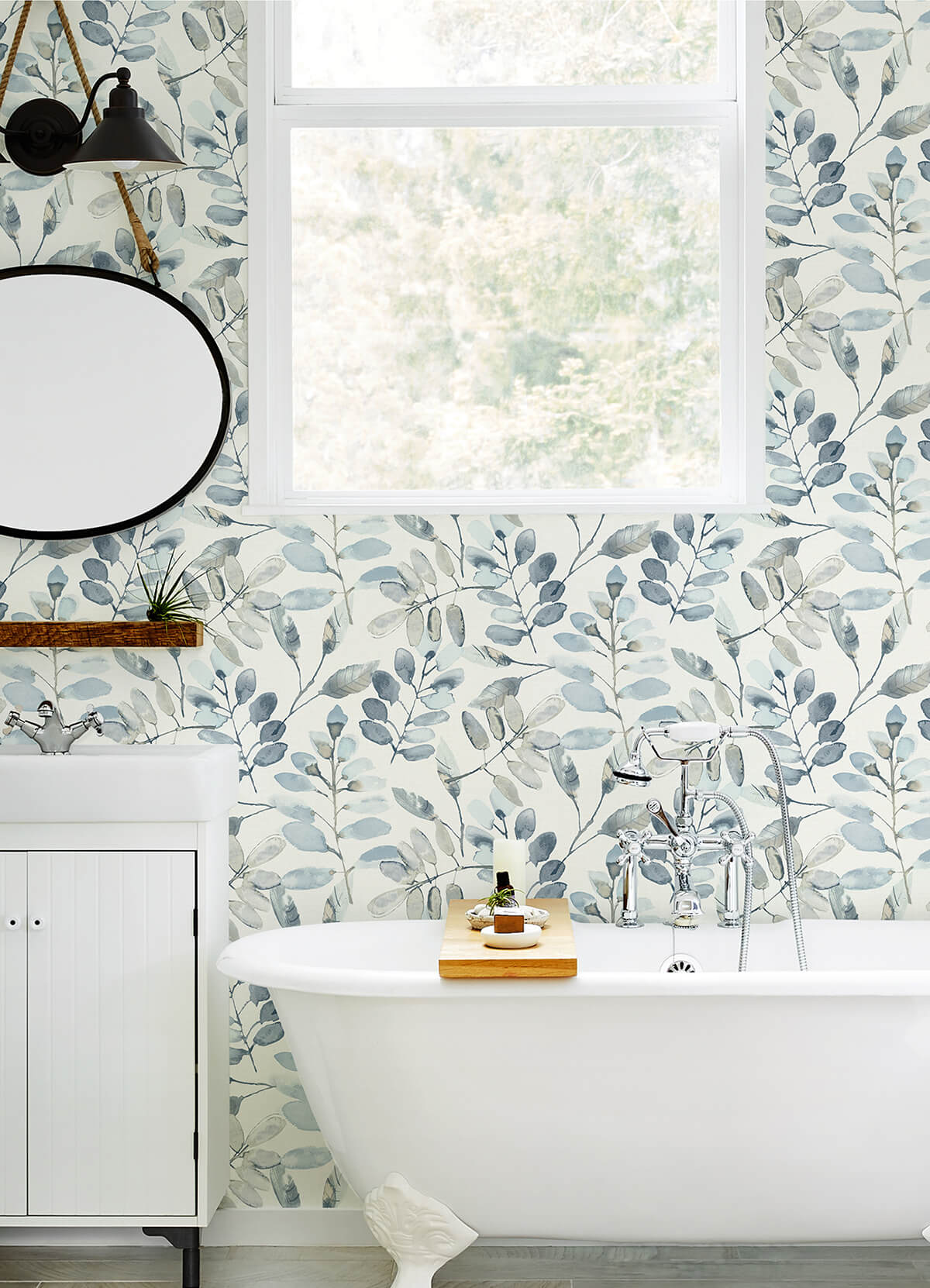 pinnate-blue-leaves-wallpaper-york-wallcoverings-3124-13908 - York Wallcoverings Wallpaper