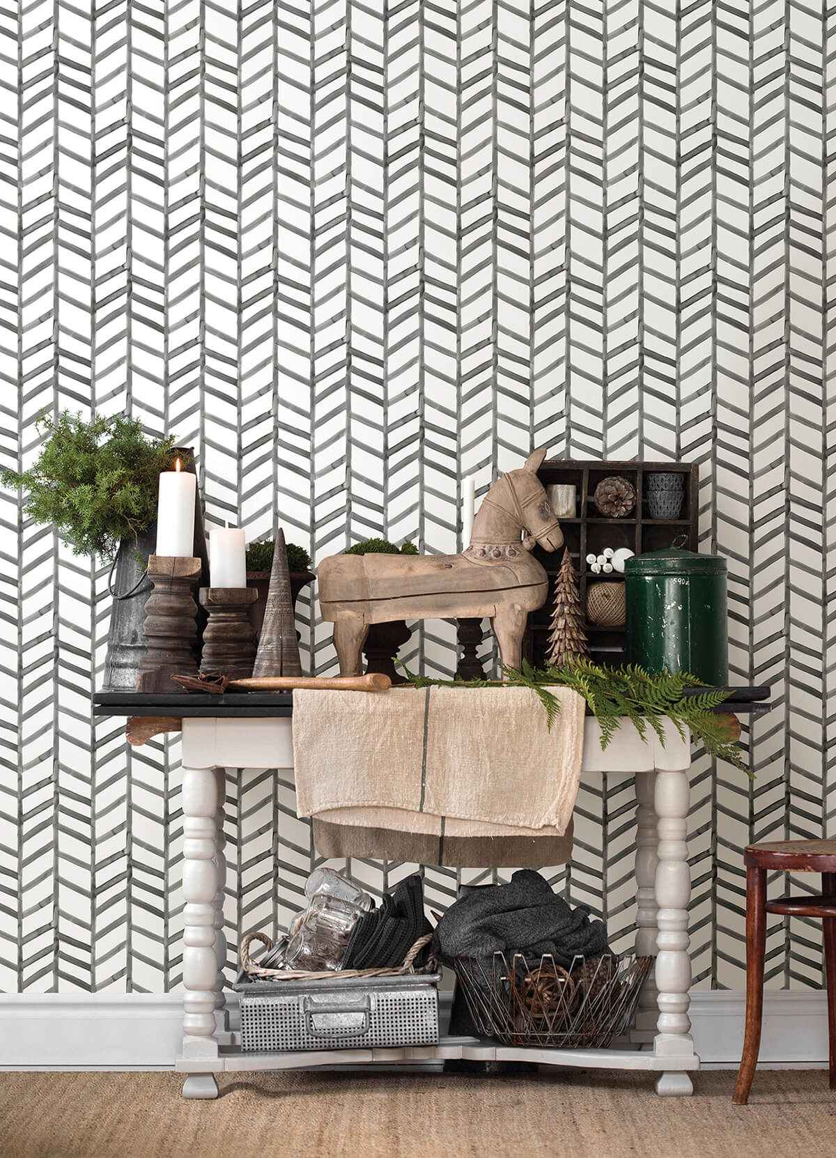 Fletching Black Geometric Wallpaper - York Wallcoverings - 3124-13924 - York Wallcoverings Wallpaper