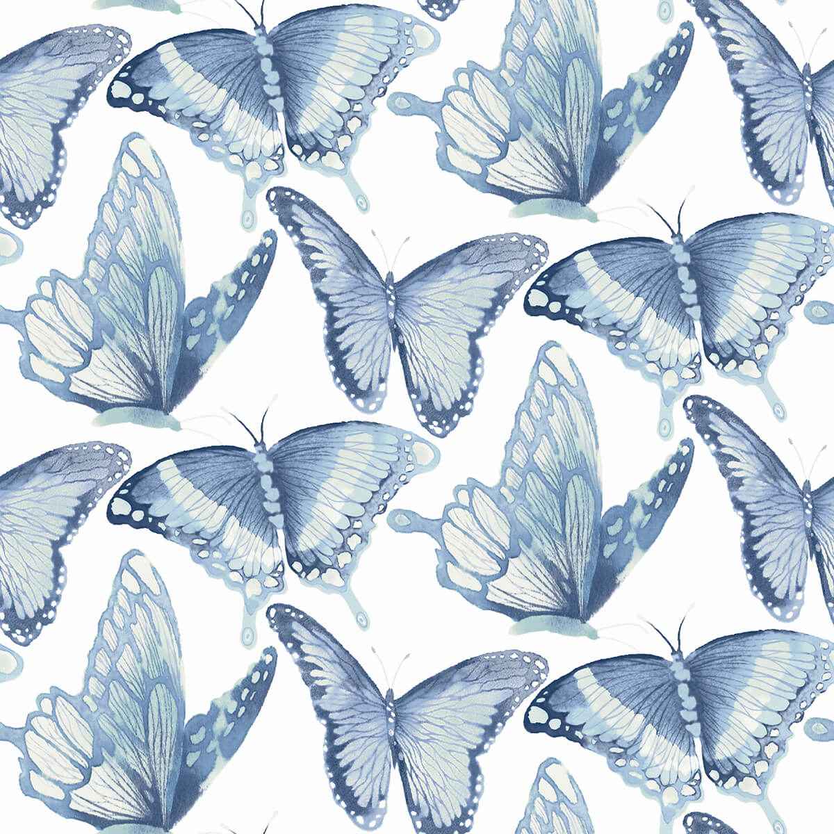 Janetta Blue Butterfly Wallpaper - York Wallcoverings - 3124-13932 - York Wallcoverings Wallpaper