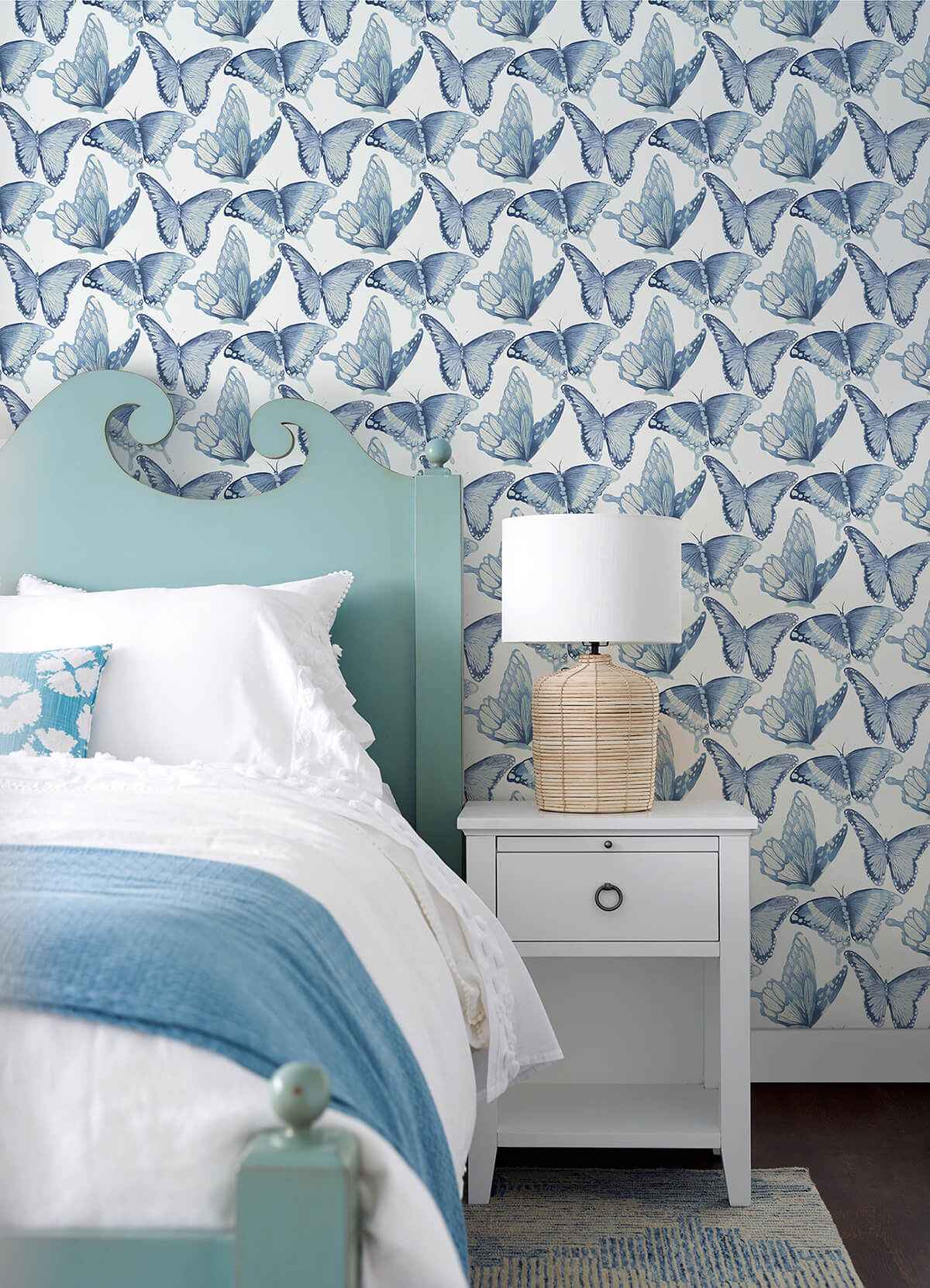 Janetta Blue Butterfly Wallpaper - York Wallcoverings - 3124-13932 - York Wallcoverings Wallpaper