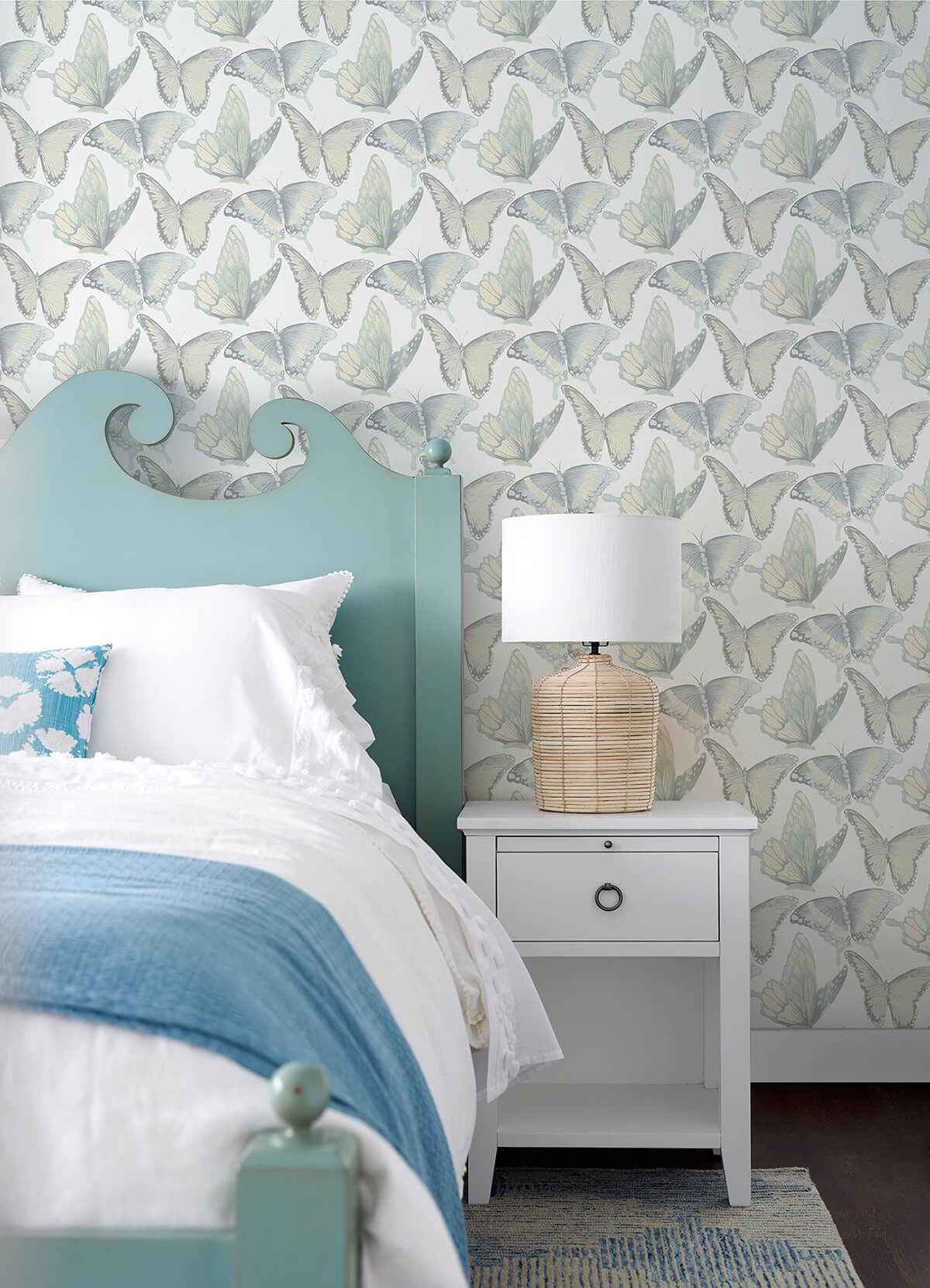 Janetta Mint Butterfly Wallpaper - York Wallcoverings - 3124-13935 - York Wallcoverings Wallpaper