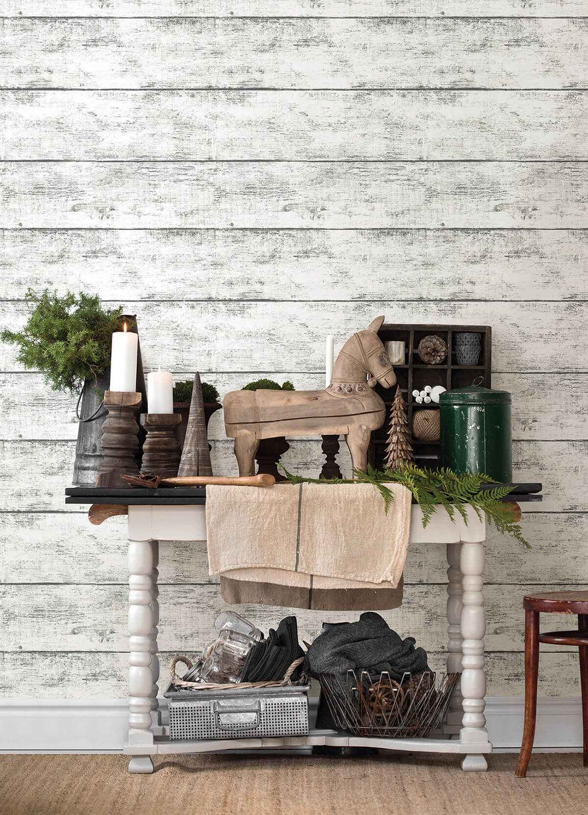 Cabin White Wood Planks Wallpaper - York Wallcoverings - 3124-13971 - York Wallcoverings Wallpaper