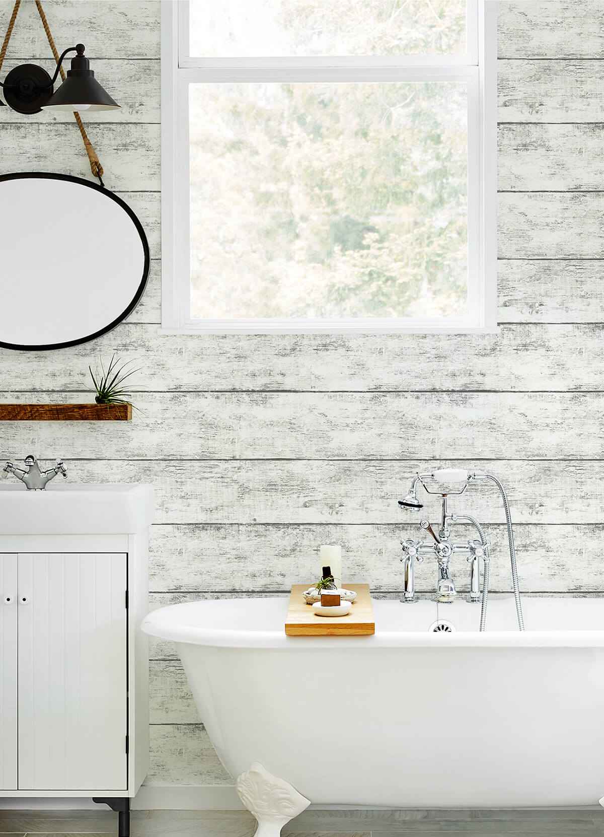 Cabin White Wood Planks Wallpaper - York Wallcoverings - 3124-13971 - York Wallcoverings Wallpaper