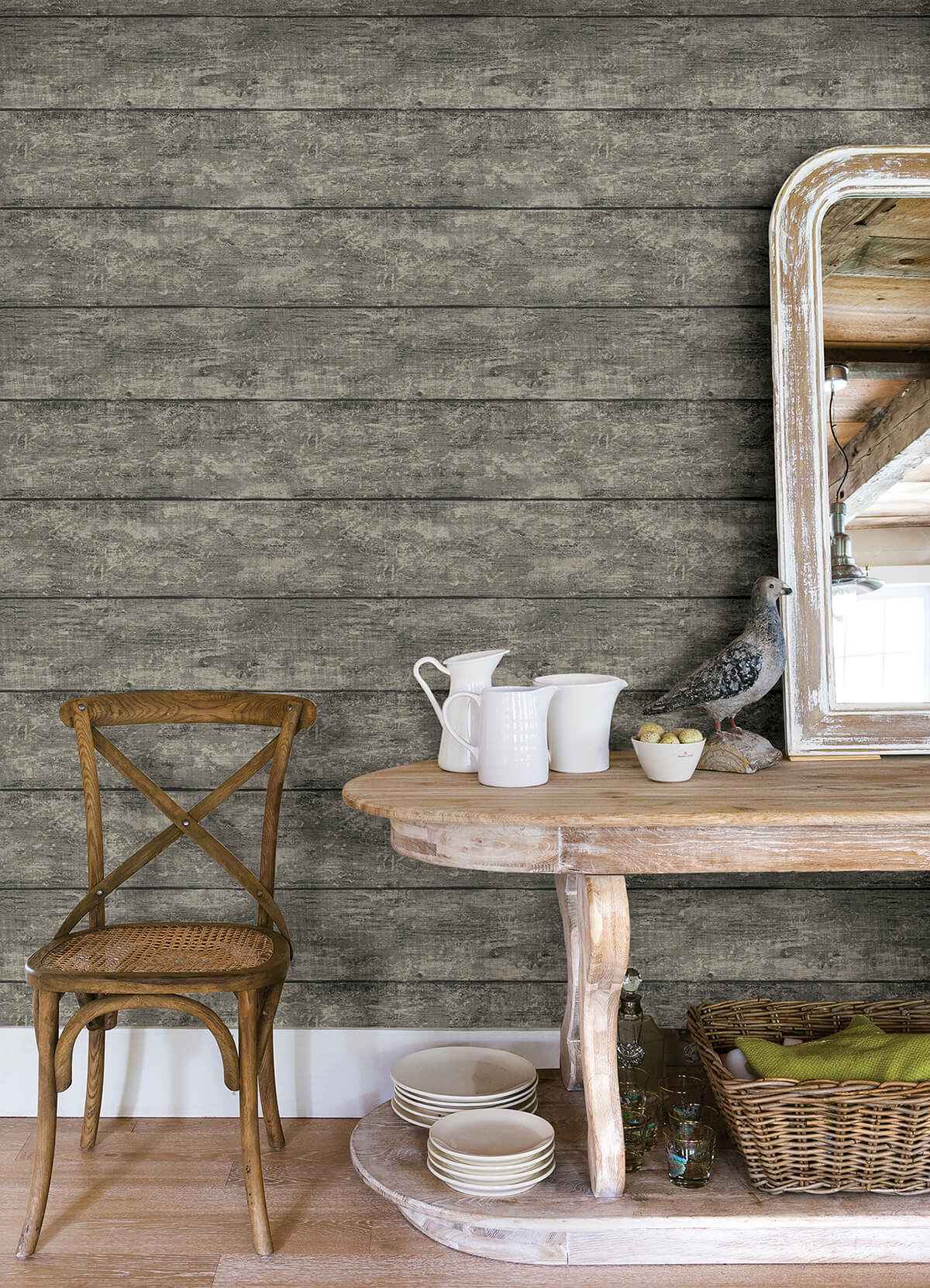 Cabin Charcoal Wood Planks Wallpaper - York Wallcoverings - 3124-13972 - York Wallcoverings Wallpaper