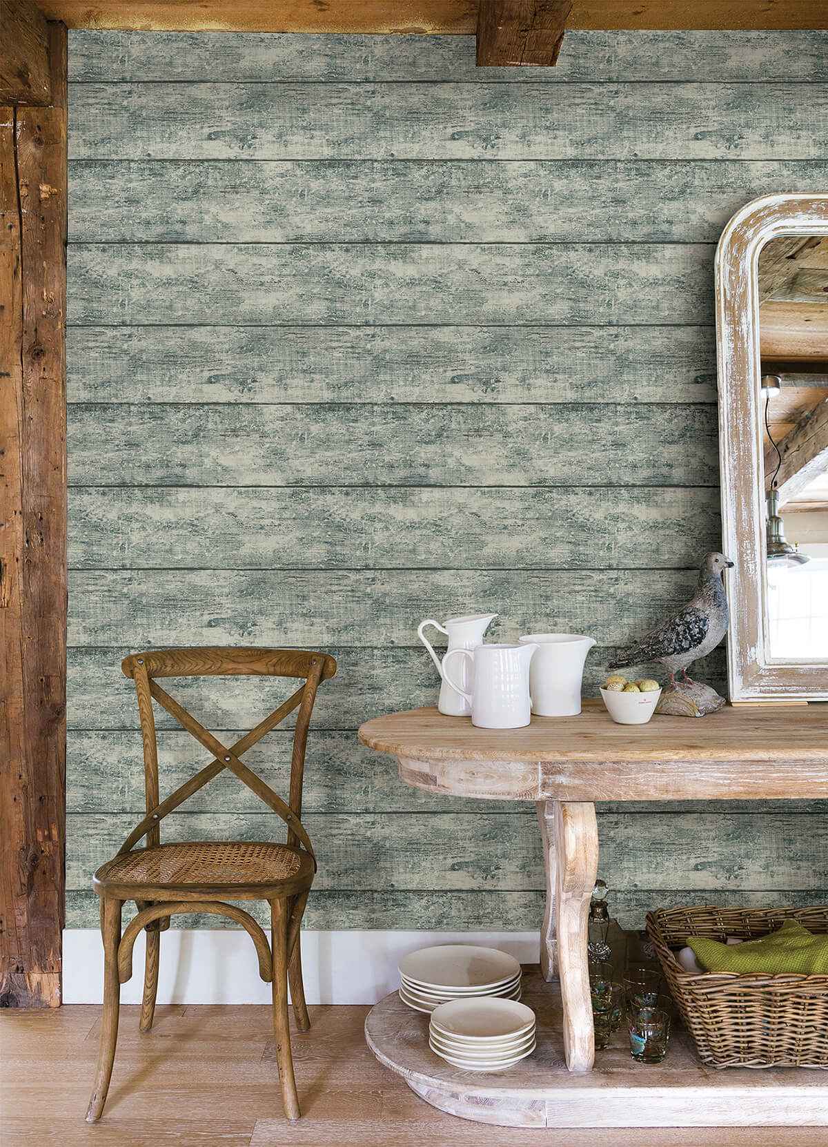 Cabin Teal Wood Planks Wallpaper - York Wallcoverings - 3124-13973 - York Wallcoverings Wallpaper