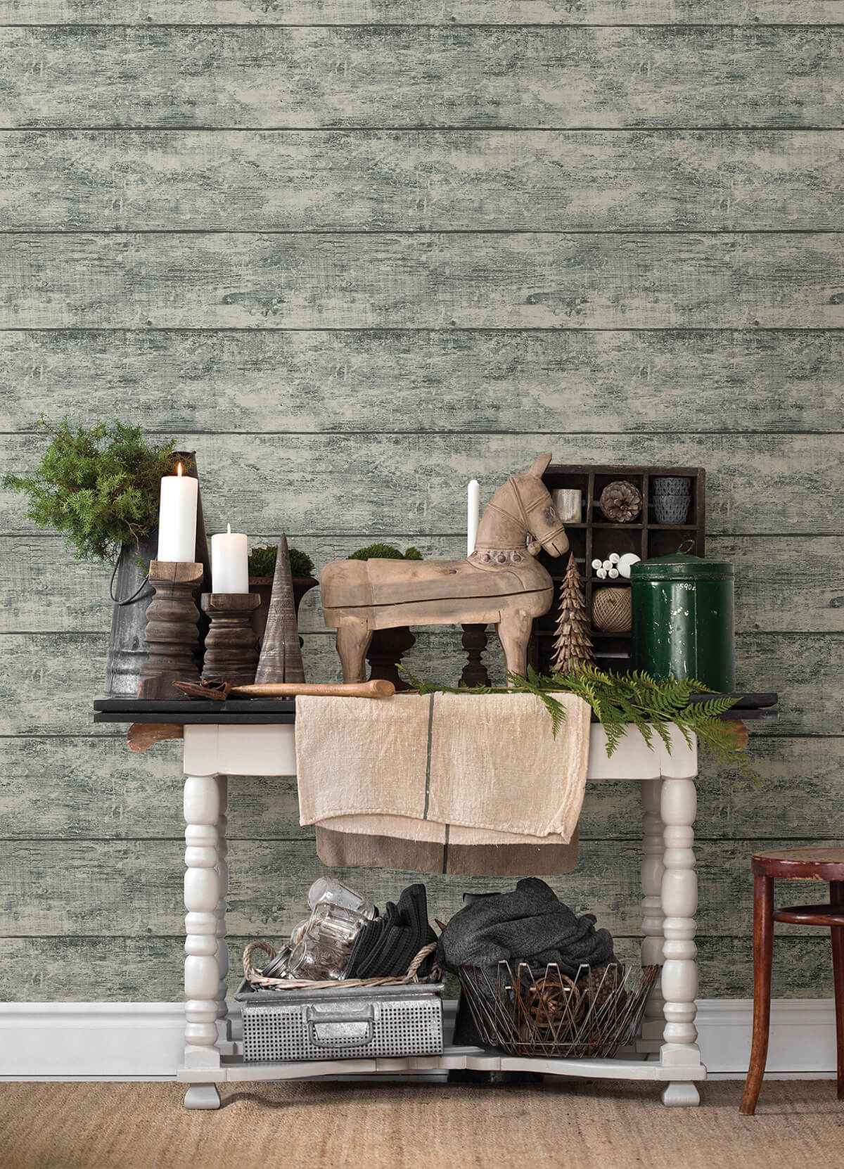 Cabin Teal Wood Planks Wallpaper - York Wallcoverings - 3124-13973 - York Wallcoverings Wallpaper