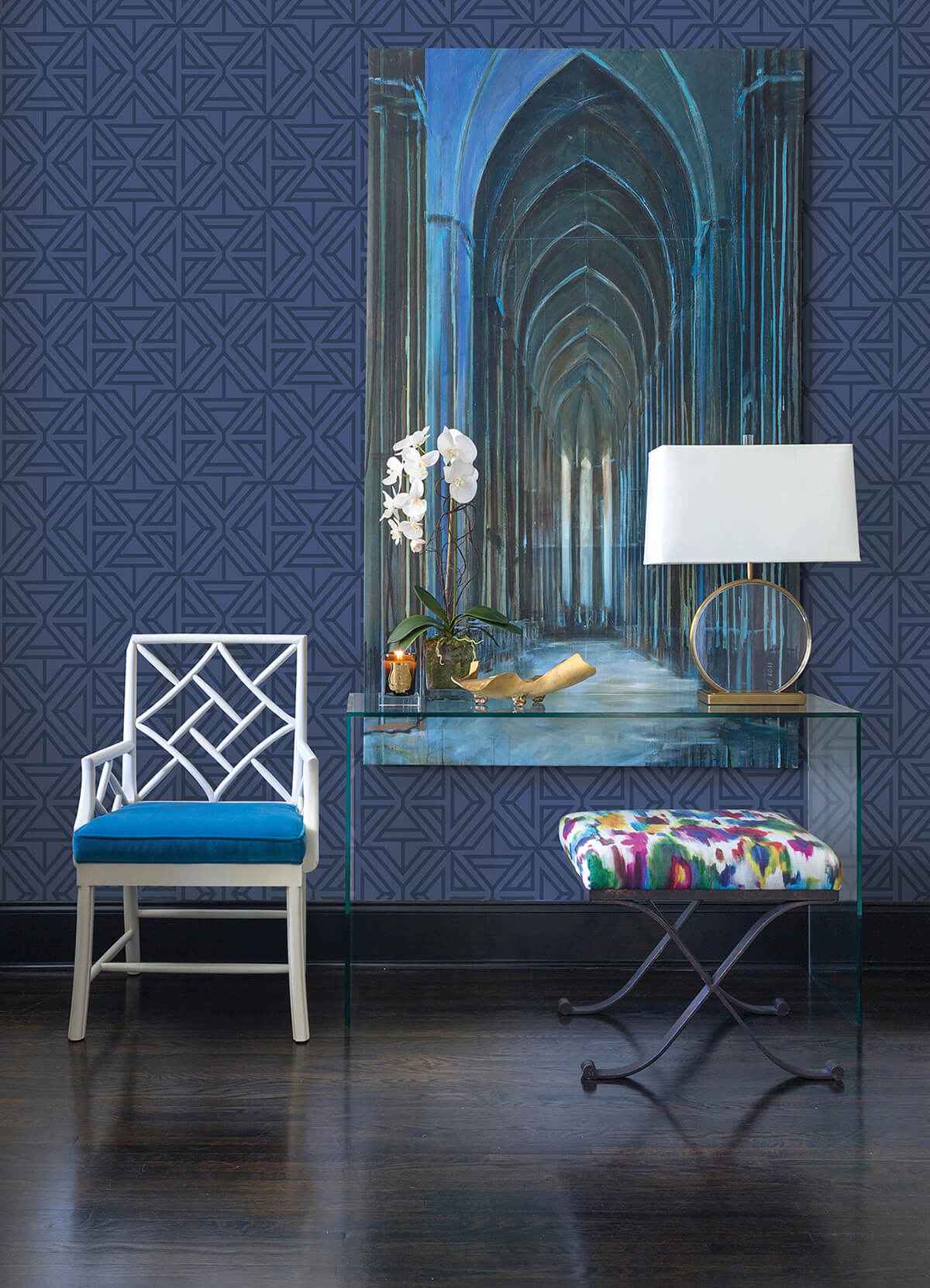 Blue Linear Peel and Stick Wallpaper - York Wallcoverings - NUS4290 - York Wallcoverings Wallpaper