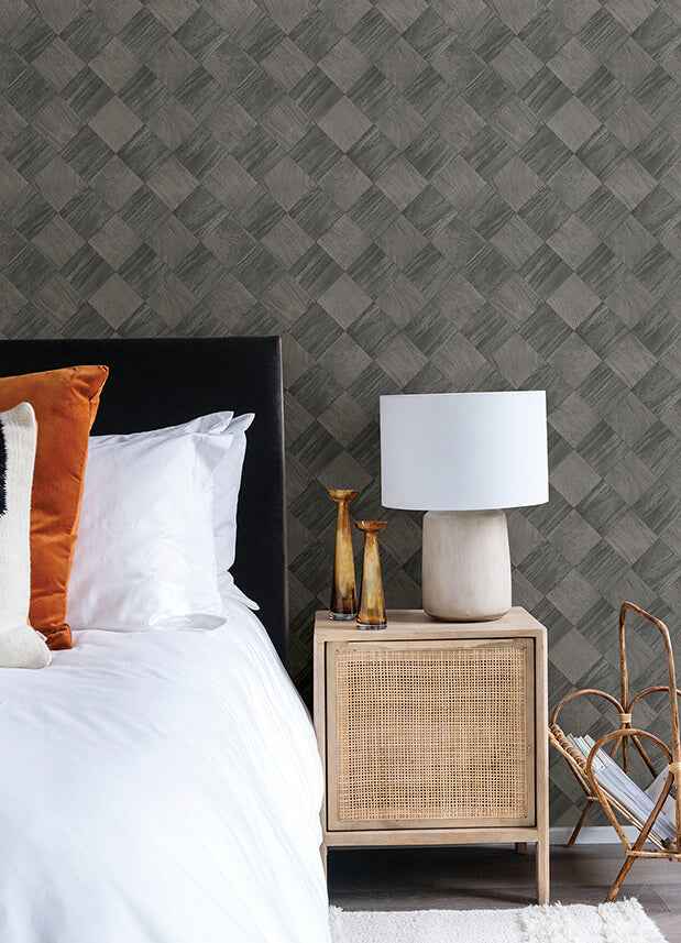 Thriller Black Wood Tile Wallpaper - York Wallcoverings - 2988-70800 - York Wallcoverings Wallpaper