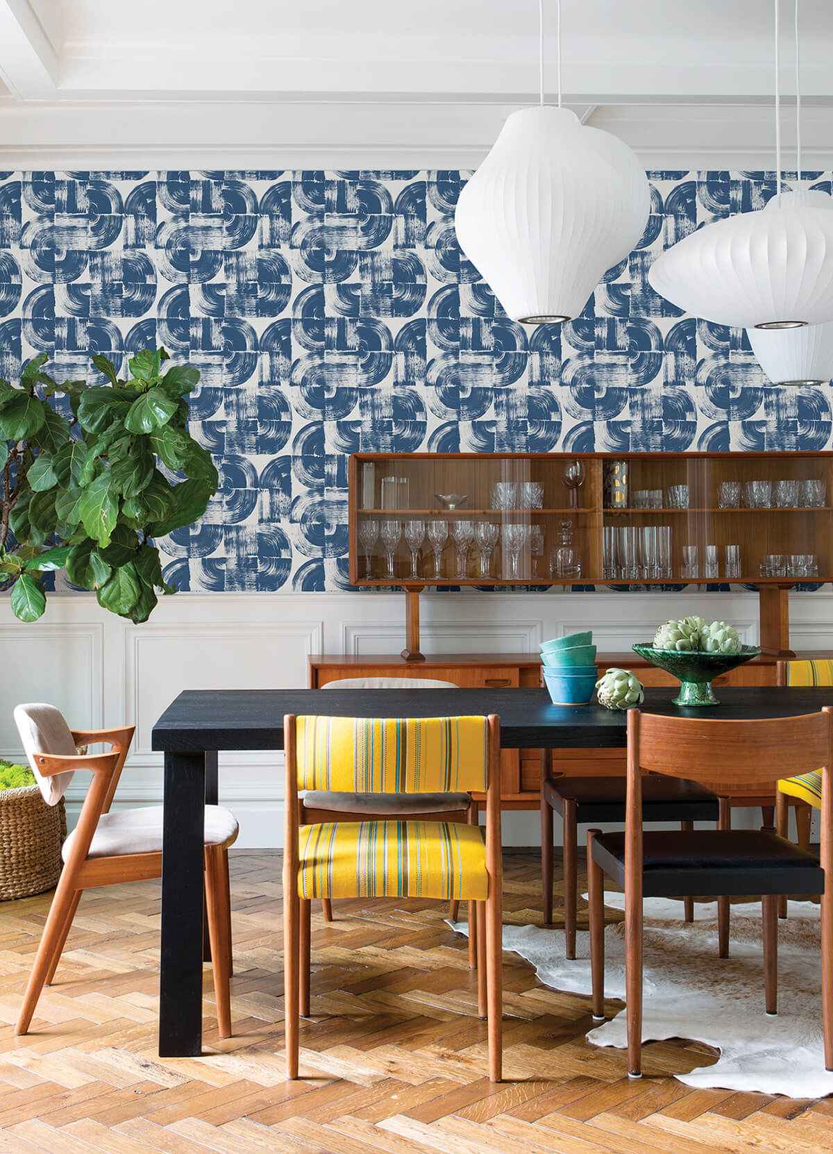 giulietta-blue-painterly-geometric-wallpaper-york-wallcoverings-4014-26407 - York Wallcoverings Wallpaper