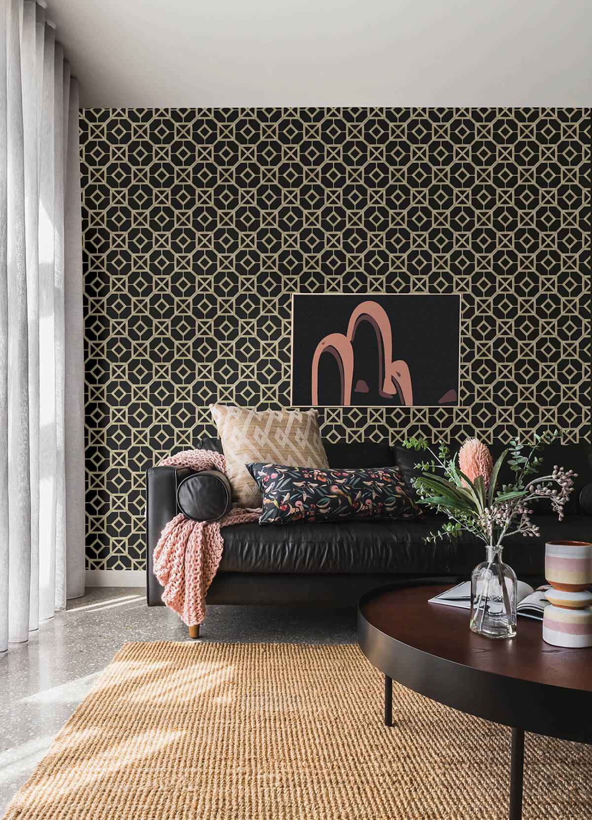 livia-black-trellis-wallpaper-york-wallcoverings-4014-26409 - York Wallcoverings Wallpaper