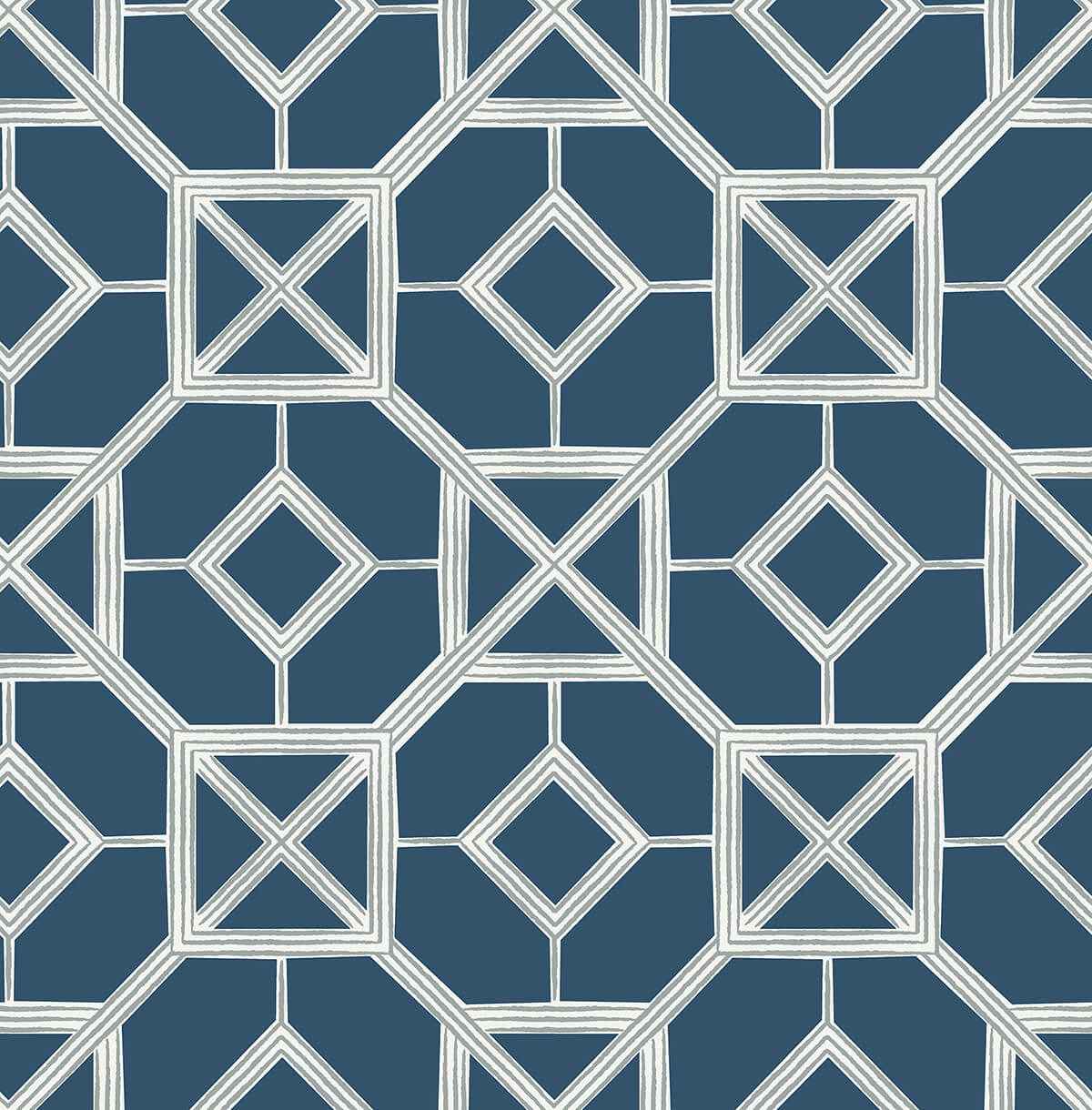 livia-dark-blue-trellis-wallpaper-york-wallcoverings-4014-26411 - York Wallcoverings Wallpaper
