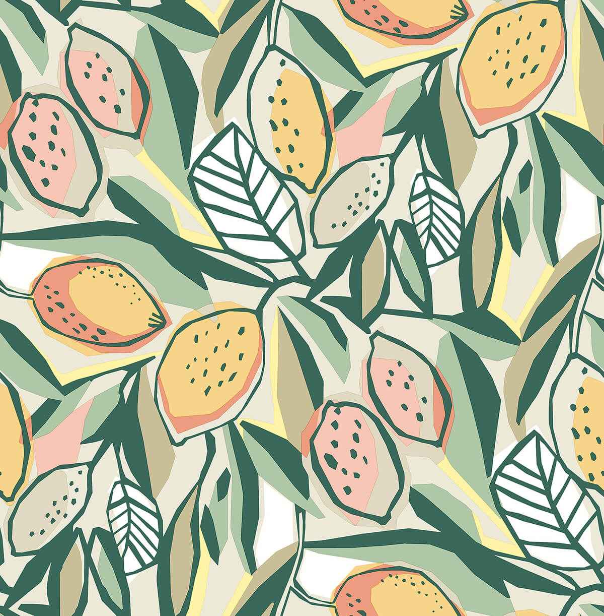 meyer-peach-citrus-wallpaper-york-wallcoverings-4014-26419 - York Wallcoverings Wallpaper