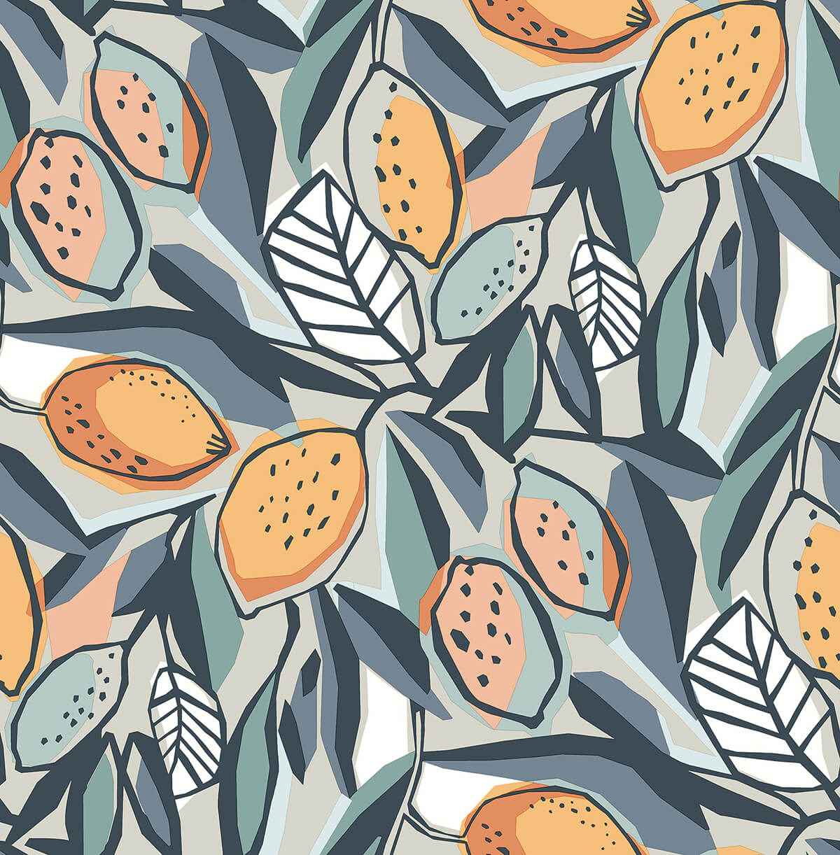 meyer-teal-citrus-wallpaper-york-wallcoverings-4014-26421 - York Wallcoverings Wallpaper