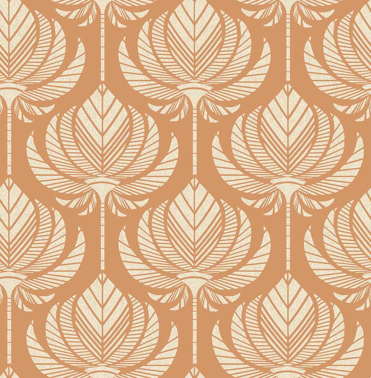 Palmier Orange Lotus Fan Wallpaper - York Wallcoverings - 4014-26423 - York Wallcoverings Wallpaper