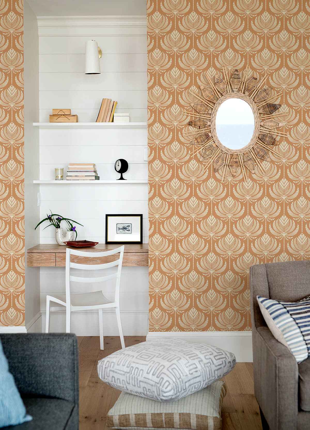 palmier-orange-lotus-fan-wallpaper-york-wallcoverings-4014-26423 - York Wallcoverings Wallpaper