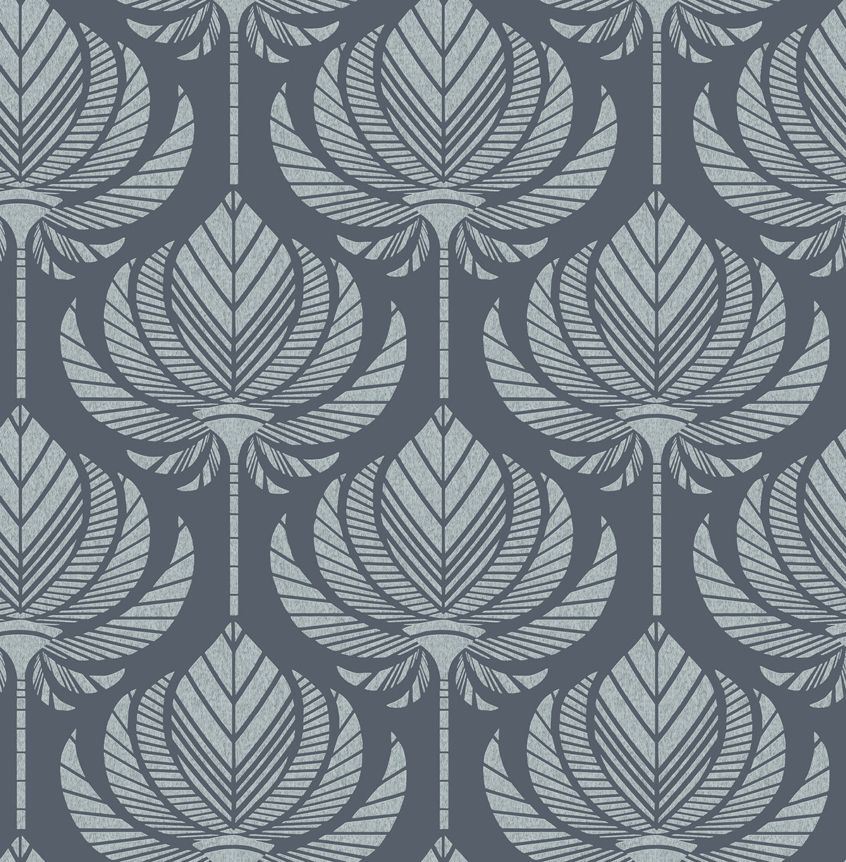 palmier-navy-lotus-fan-wallpaper-york-wallcoverings-4014-26424 - York Wallcoverings Wallpaper