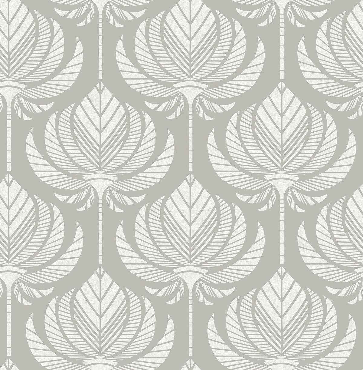 Palmier Grey Lotus Fan Wallpaper - York Wallcoverings - 4014-26425 - York Wallcoverings Wallpaper