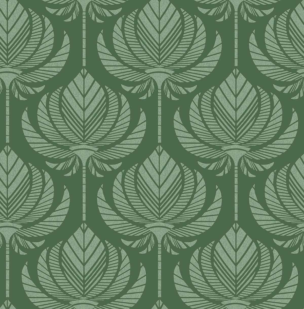 palmier-green-lotus-fan-wallpaper-york-wallcoverings-4014-26426 - York Wallcoverings Wallpaper