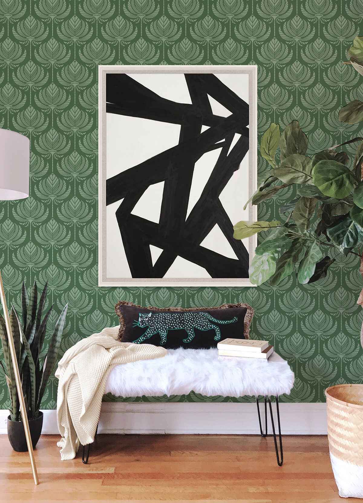 palmier-green-lotus-fan-wallpaper-york-wallcoverings-4014-26426 - York Wallcoverings Wallpaper