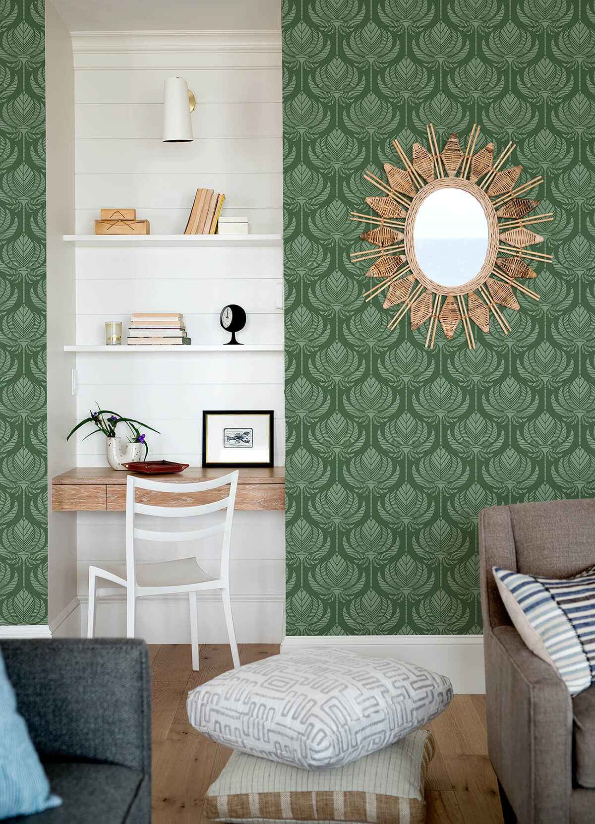 palmier-green-lotus-fan-wallpaper-york-wallcoverings-4014-26426 - York Wallcoverings Wallpaper