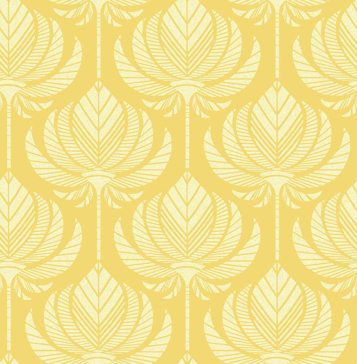 Palmier Yellow Lotus Fan Wallpaper - York Wallcoverings - 4014-26427 - York Wallcoverings Wallpaper
