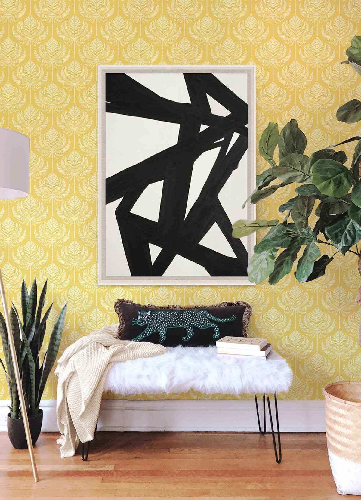 palmier-yellow-lotus-fan-wallpaper-york-wallcoverings-4014-26427 - York Wallcoverings Wallpaper