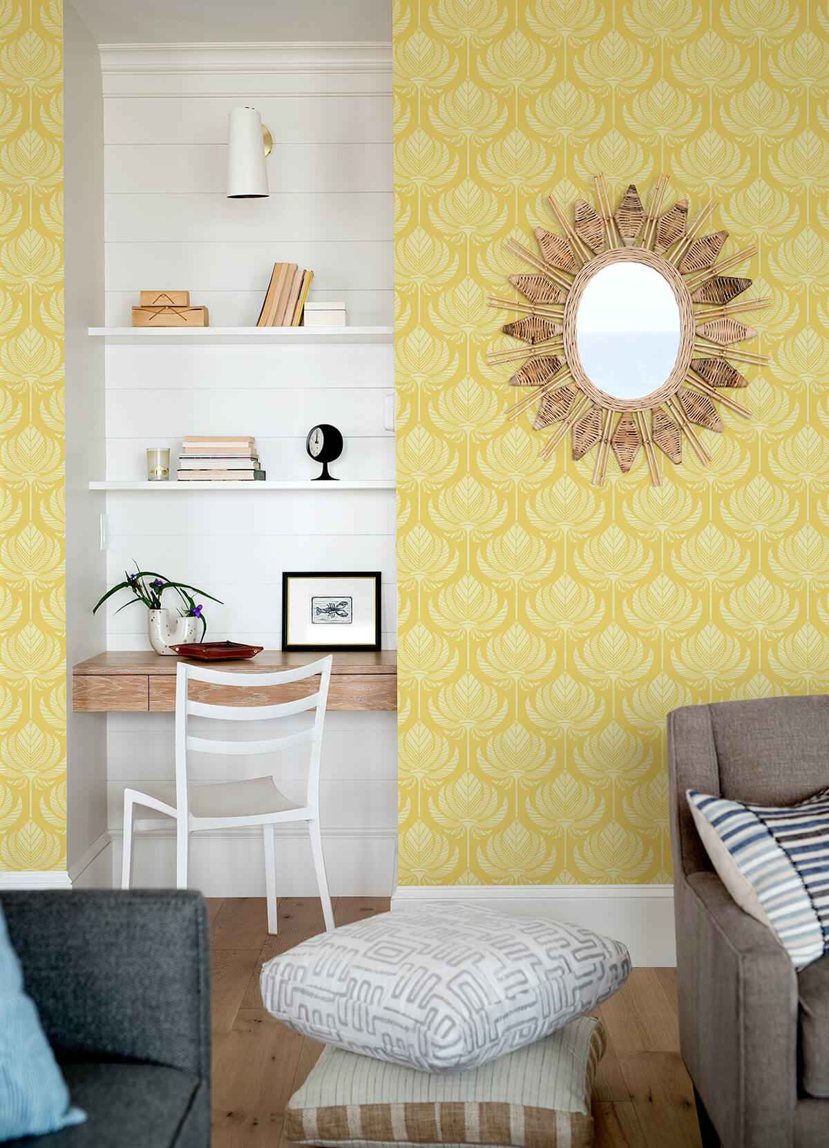palmier-yellow-lotus-fan-wallpaper-york-wallcoverings-4014-26427 - York Wallcoverings Wallpaper