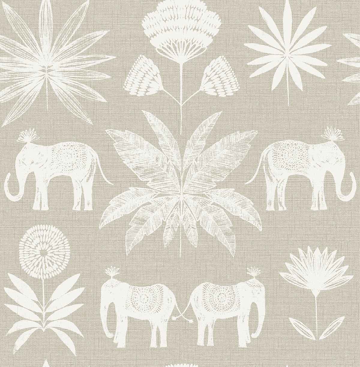 bazaar-light-grey-elephant-oasis-wallpaper-york-wallcoverings-4014-26433 - York Wallcoverings Wallpaper