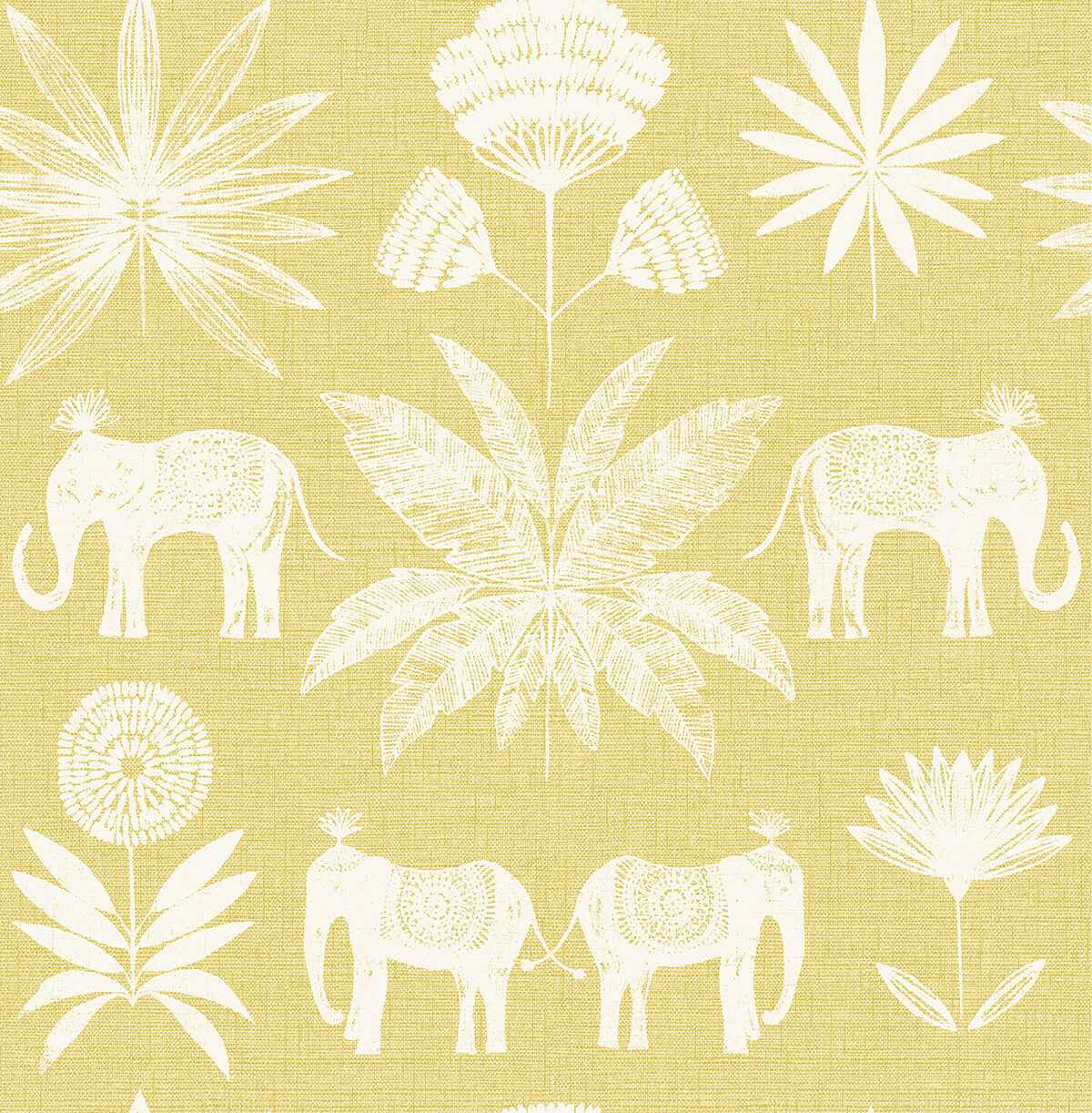 bazaar-yellow-elephant-oasis-wallpaper-york-wallcoverings-4014-26434 - York Wallcoverings Wallpaper