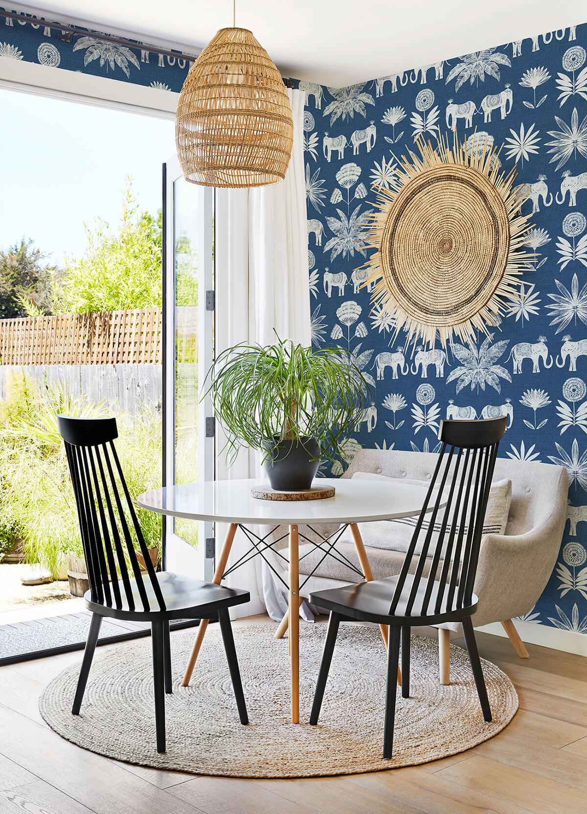 Bazaar Blue Elephant Oasis Wallpaper - York Wallcoverings - 4014-26436 - York Wallcoverings Wallpaper