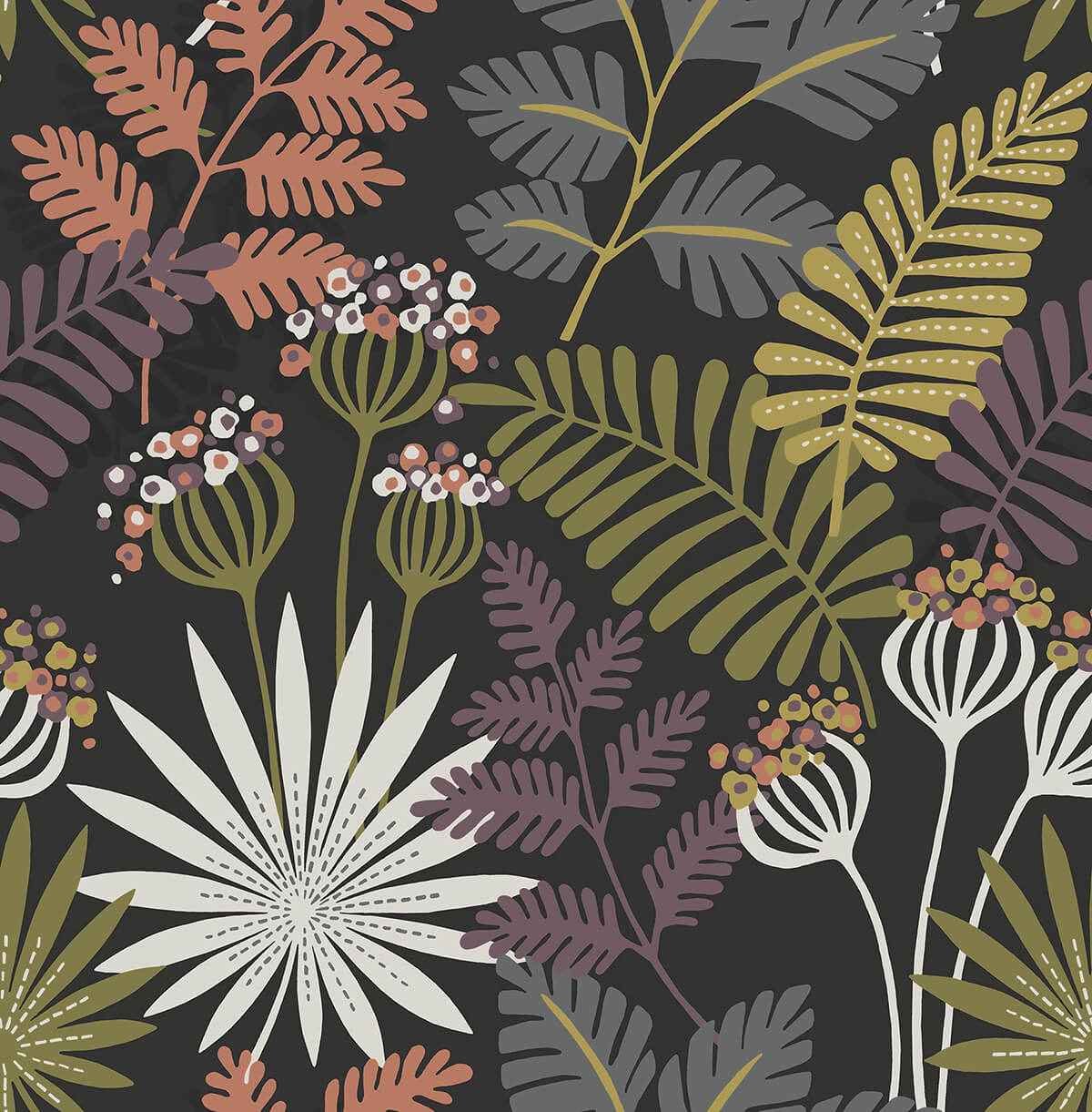 Praslin Black Botanical Wallpaper - York Wallcoverings - 4014-26447 - York Wallcoverings Wallpaper