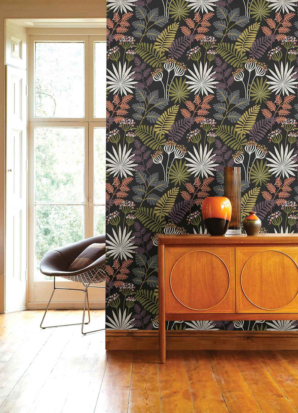 praslin-black-botanical-wallpaper-york-wallcoverings-4014-26447 - York Wallcoverings Wallpaper