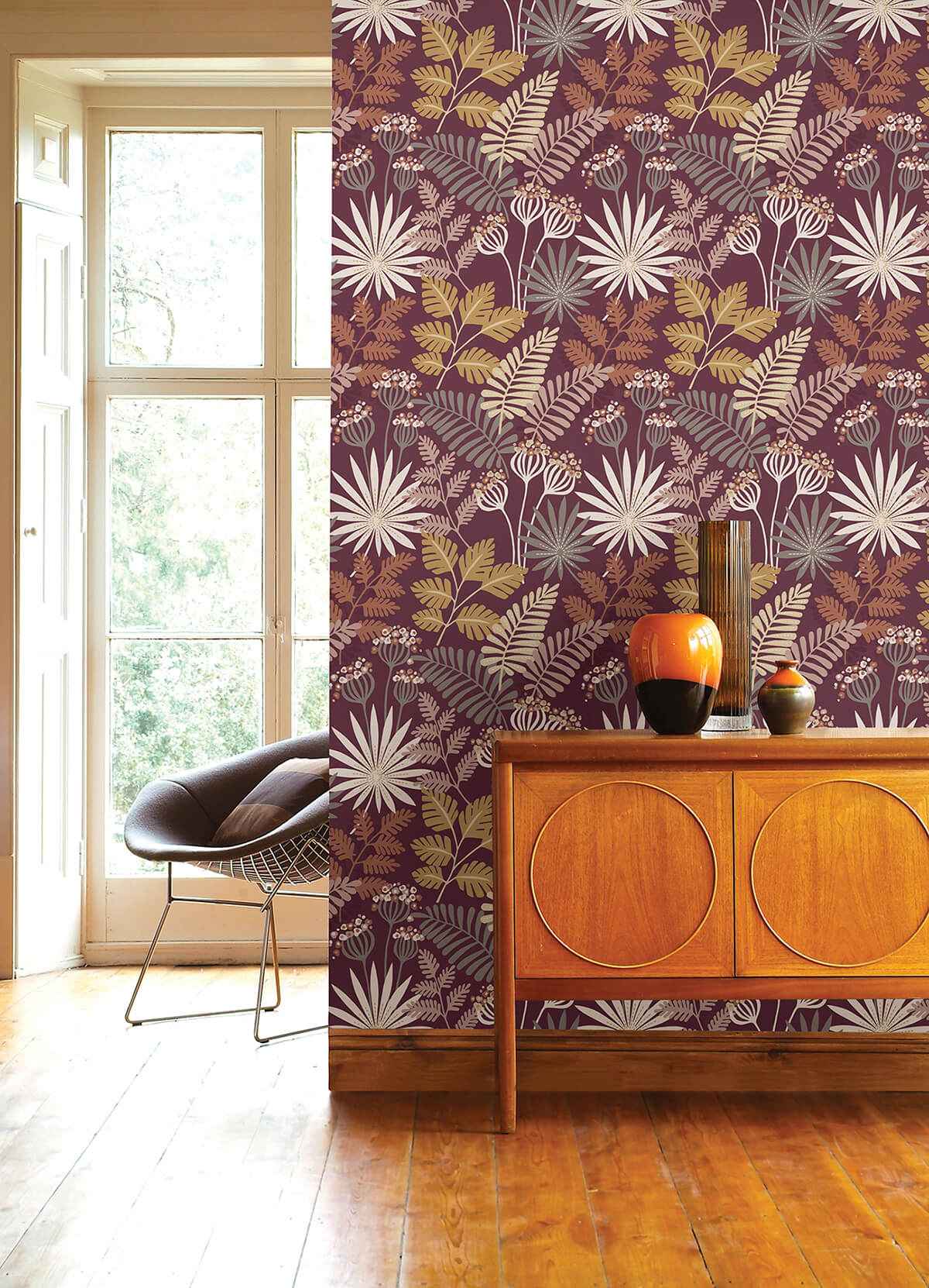 praslin-merlot-botanical-wallpaper-york-wallcoverings-4014-26449 - York Wallcoverings Wallpaper