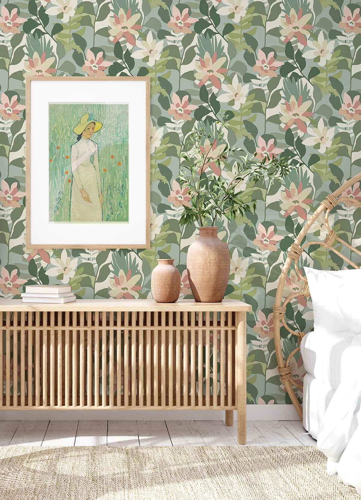 koko-green-floral-wallpaper-york-wallcoverings-4014-26452 - York Wallcoverings Wallpaper