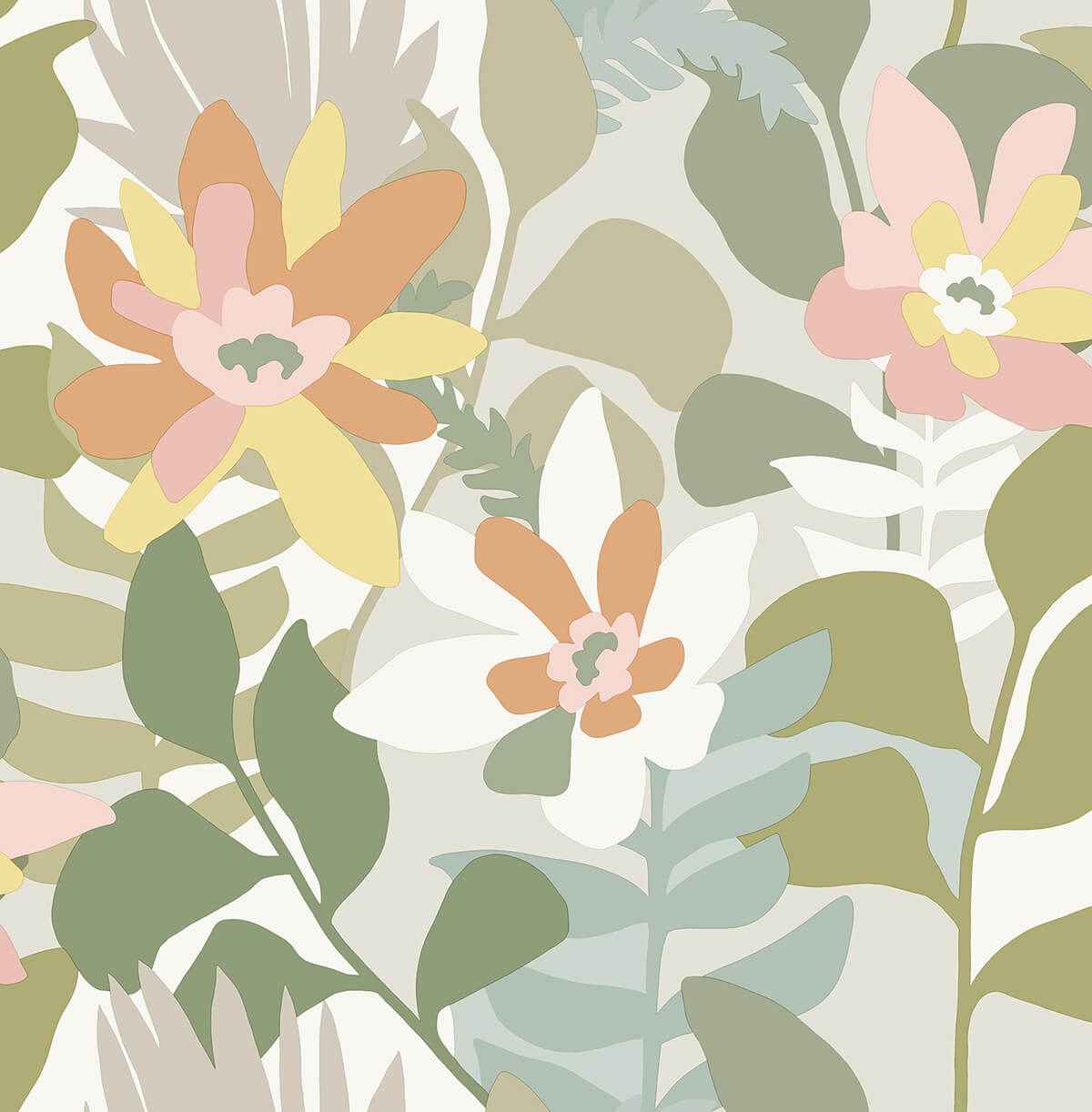 koko-taupe-floral-wallpaper-york-wallcoverings-4014-26453 - York Wallcoverings Wallpaper