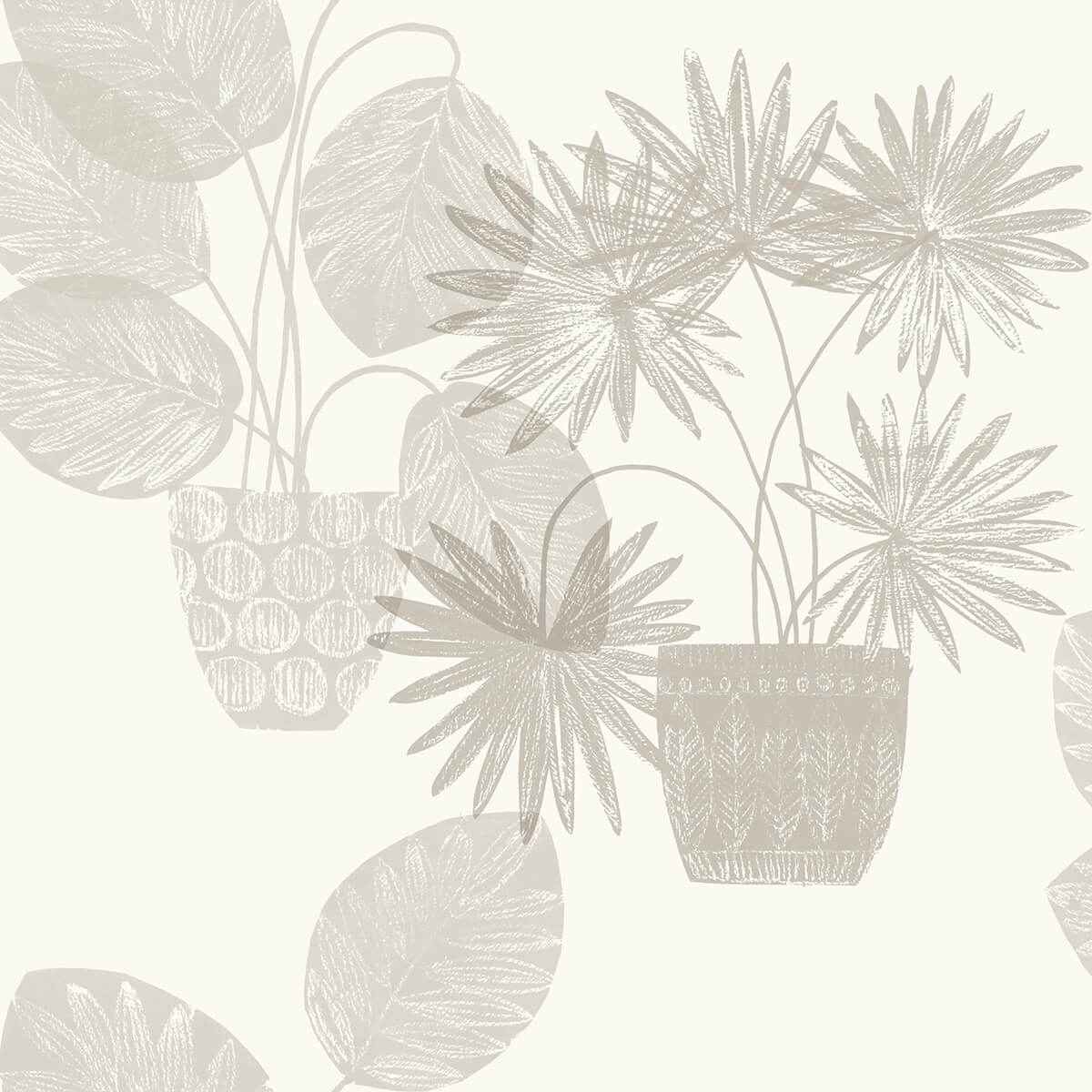 aida-light-grey-potted-plant-wallpaper-york-wallcoverings-4014-87555 - York Wallcoverings Wallpaper