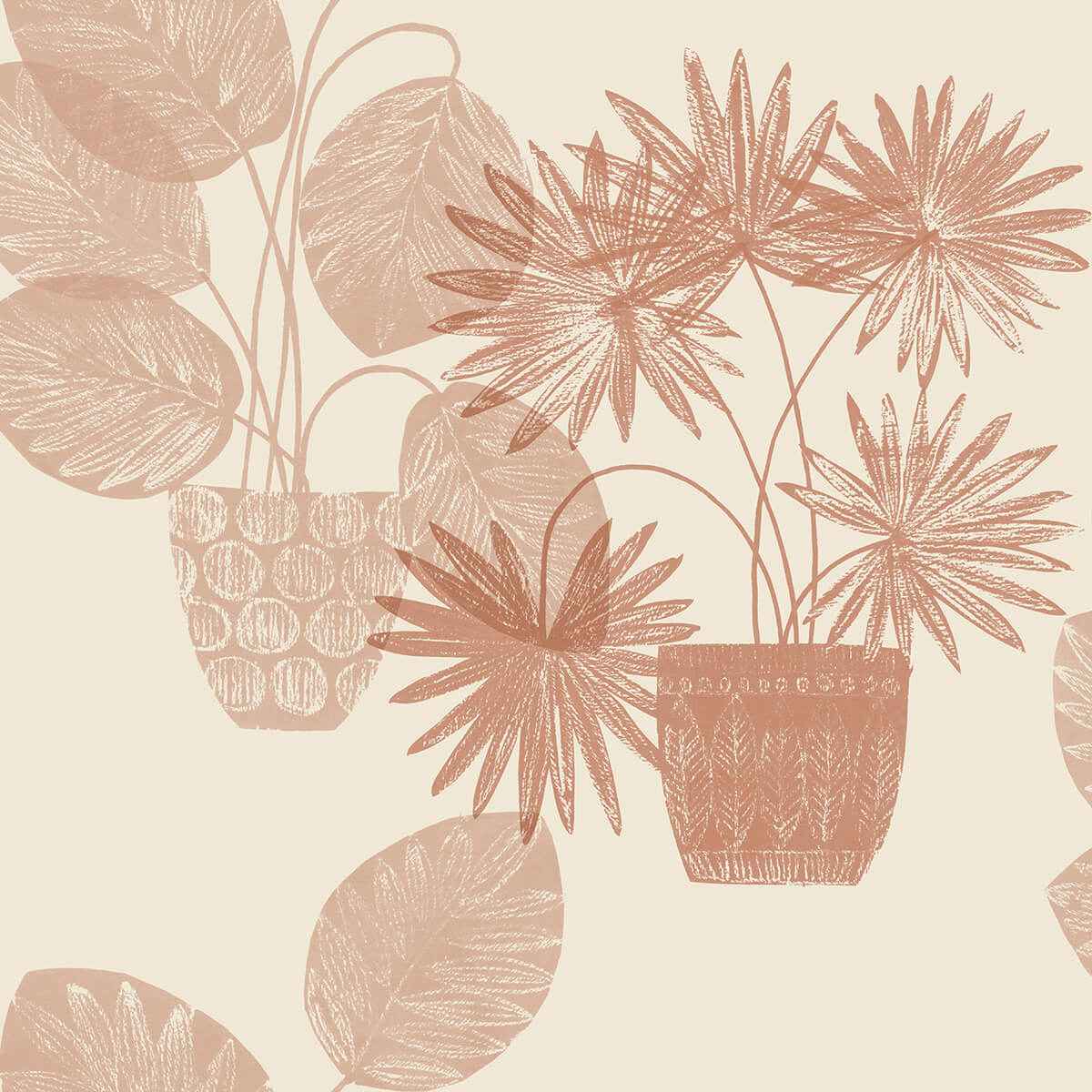 Aida Pink Potted Plant Wallpaper - York Wallcoverings - 4014-87556 - York Wallcoverings Wallpaper