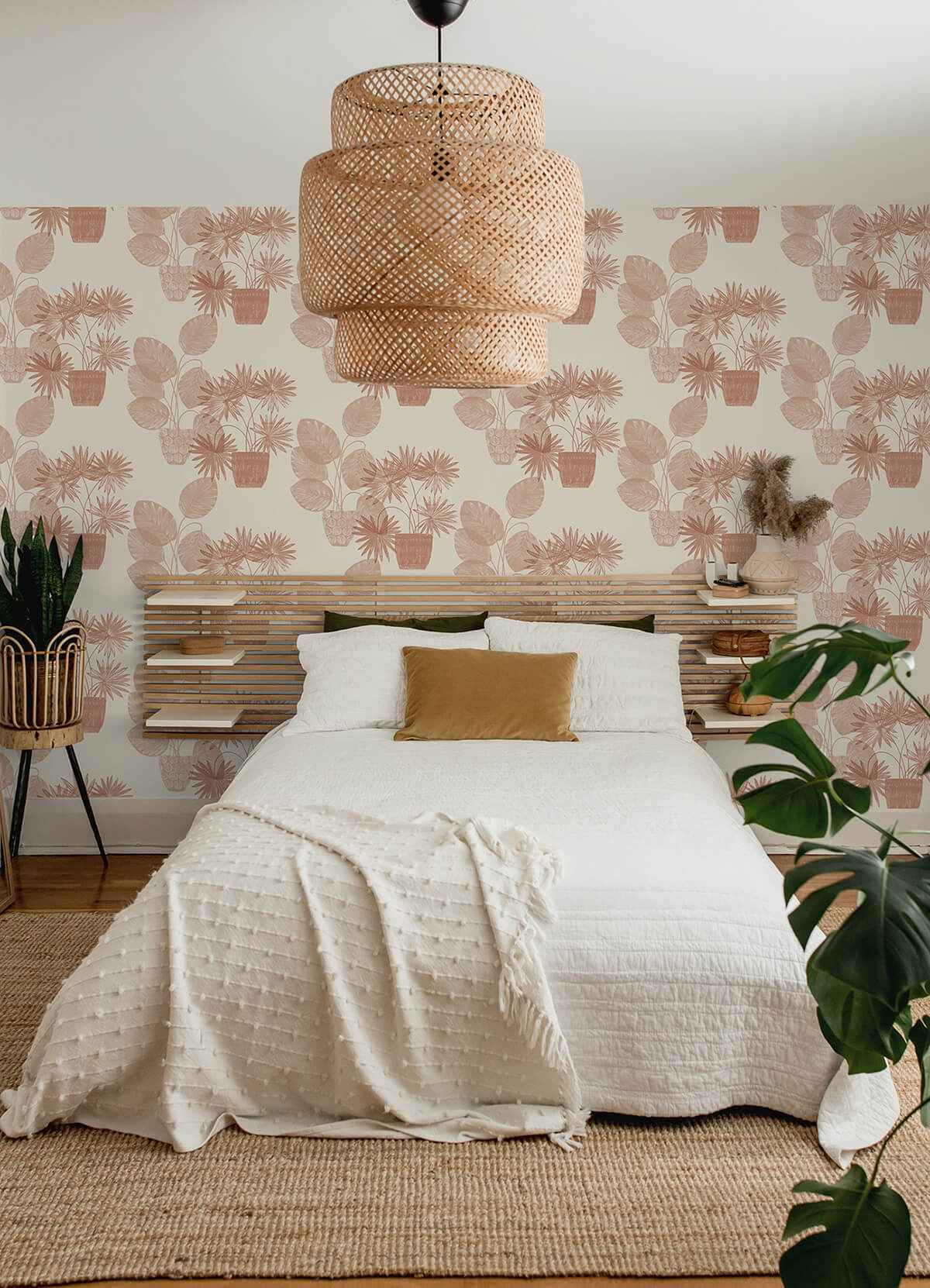 aida-pink-potted-plant-wallpaper-york-wallcoverings-4014-87556 - York Wallcoverings Wallpaper