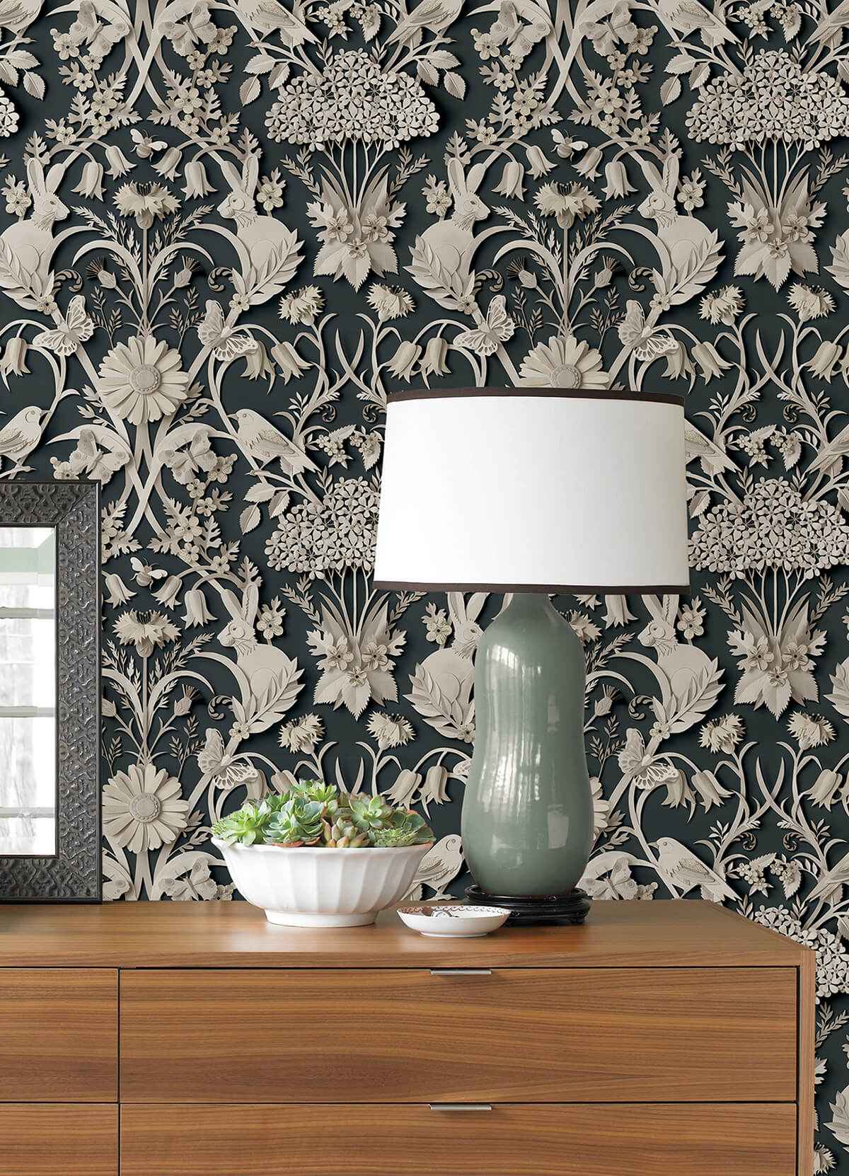 Charcoal Eloise Peel and Stick Wallpaper - York Wallcoverings - NUS4468 - York Wallcoverings Wallpaper