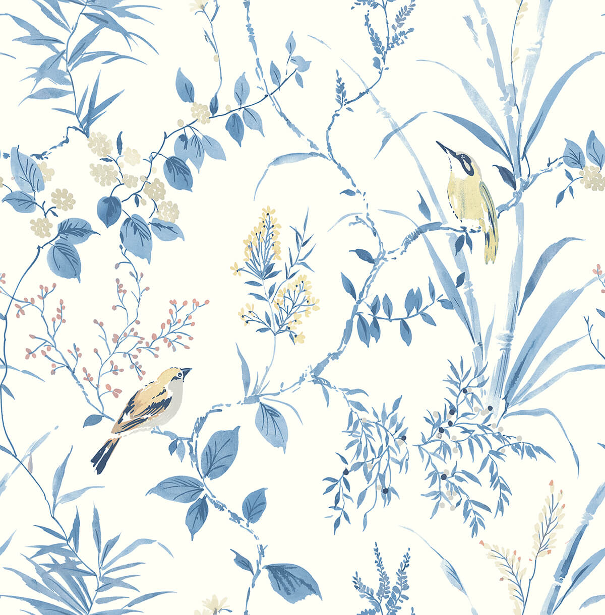 blue-songbird-peel-and-stick-wallpaper-york-wallcoverings-nus4469 - York Wallcoverings Wallpaper