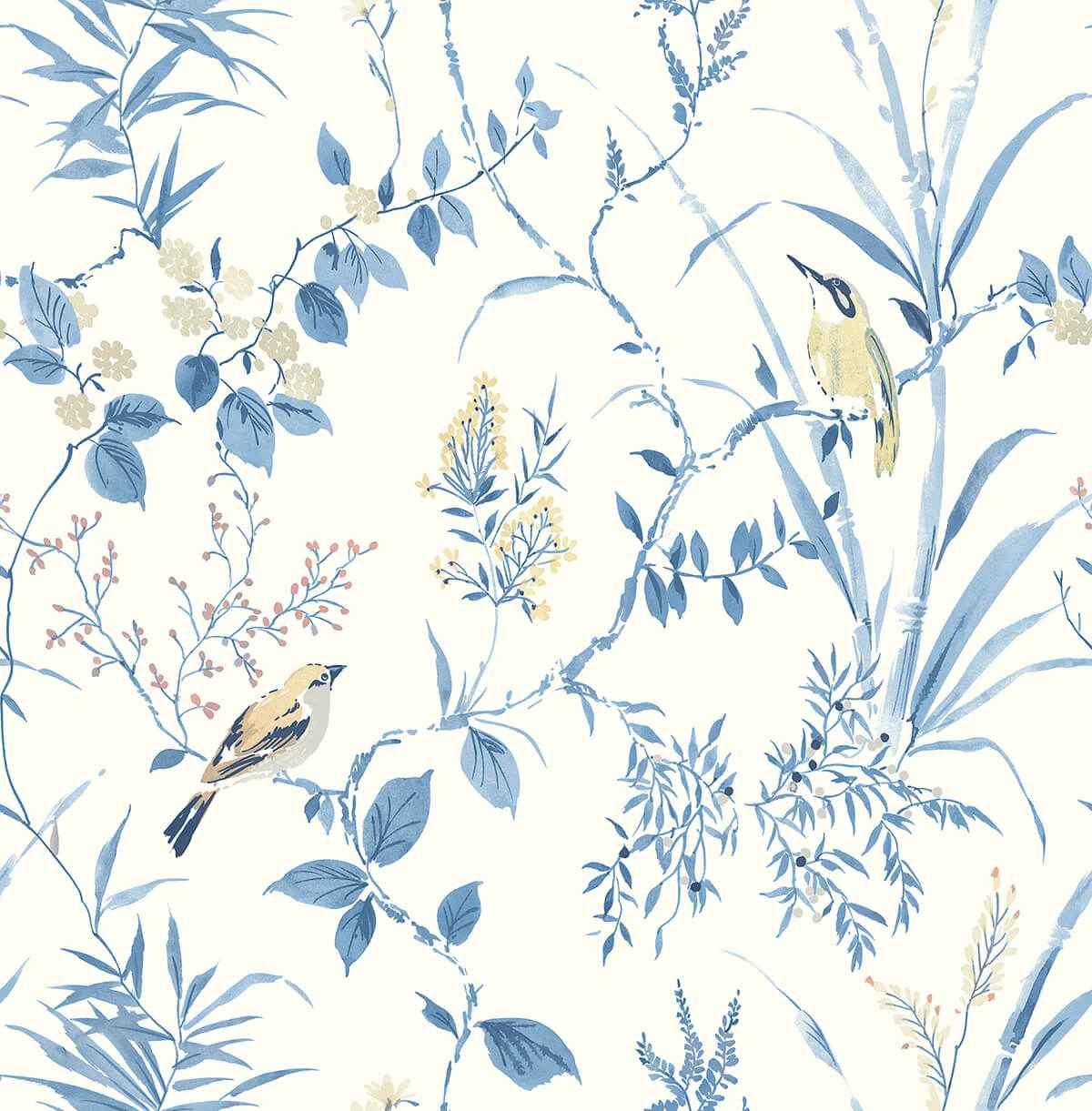 Blue Songbird Peel and Stick Wallpaper - York Wallcoverings - NUS4469 - York Wallcoverings Wallpaper