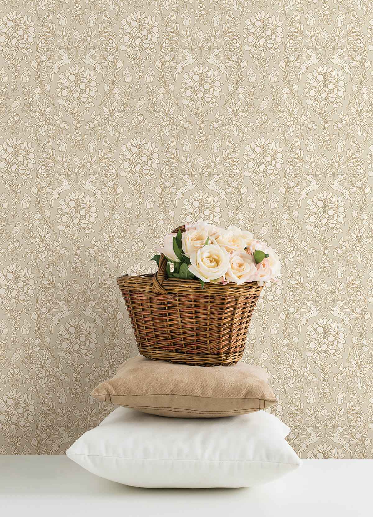 Taupe Enchanted Peel and Stick Wallpaper - York Wallcoverings - NUS4478 - York Wallcoverings Wallpaper