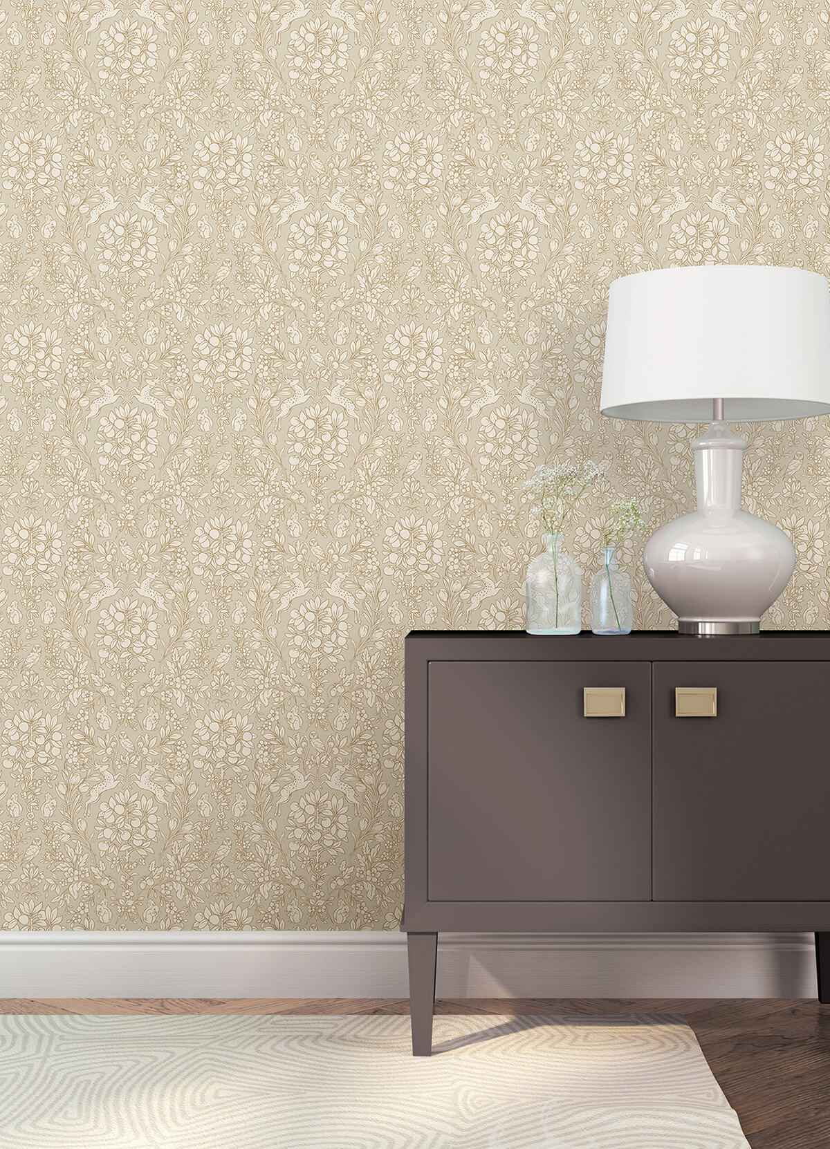 Taupe Enchanted Peel and Stick Wallpaper - York Wallcoverings - NUS4478 - York Wallcoverings Wallpaper