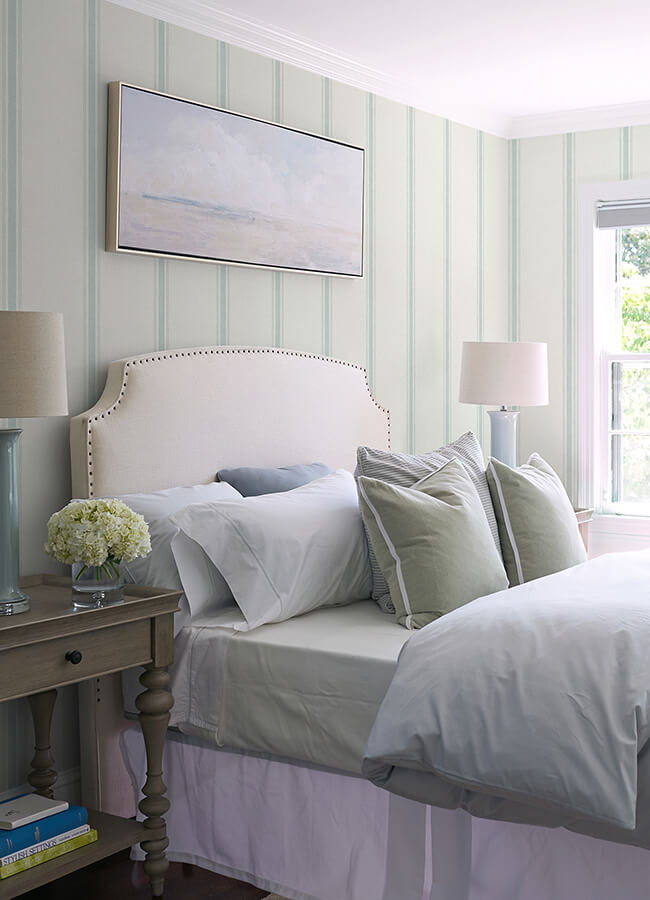 linette-seafoam-fabric-stripe-wallpaper-york-wallcoverings-4072-70068 - York Wallcoverings Papel pintado