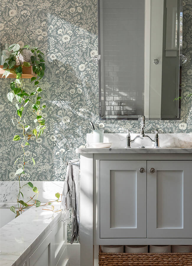 agathon-blue-floral-wallpaper-york-wallcoverings-4072-70051 - York Wallcoverings Papel pintado