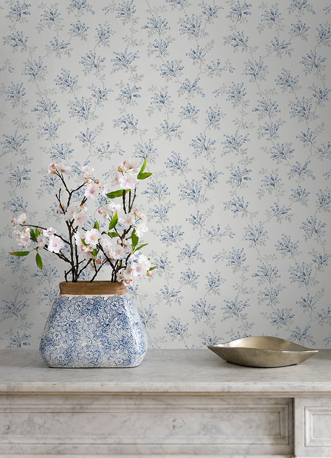 sofiane-blue-botanical-trail-wallpaper-york-wallcoverings-4072-70039 - York Wallcoverings Papel pintado