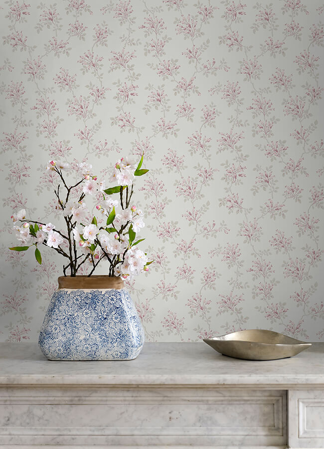 sofiane-pink-botanical-trail-wallpaper-york-wallcoverings-4072-70038 - York Wallcoverings Papel pintado